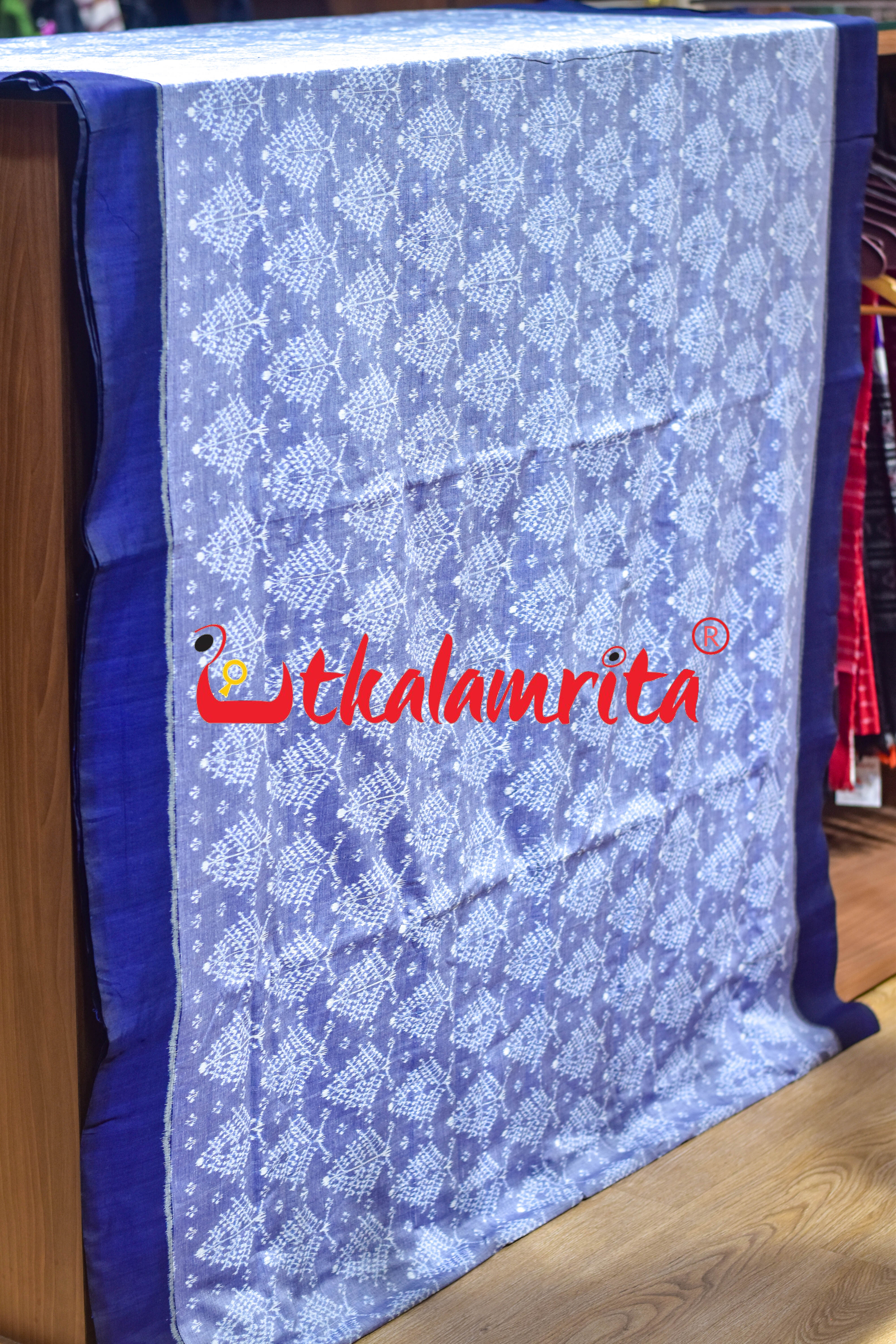 Sky Blue Gacha Sambalpuri Cotton (Fabric)