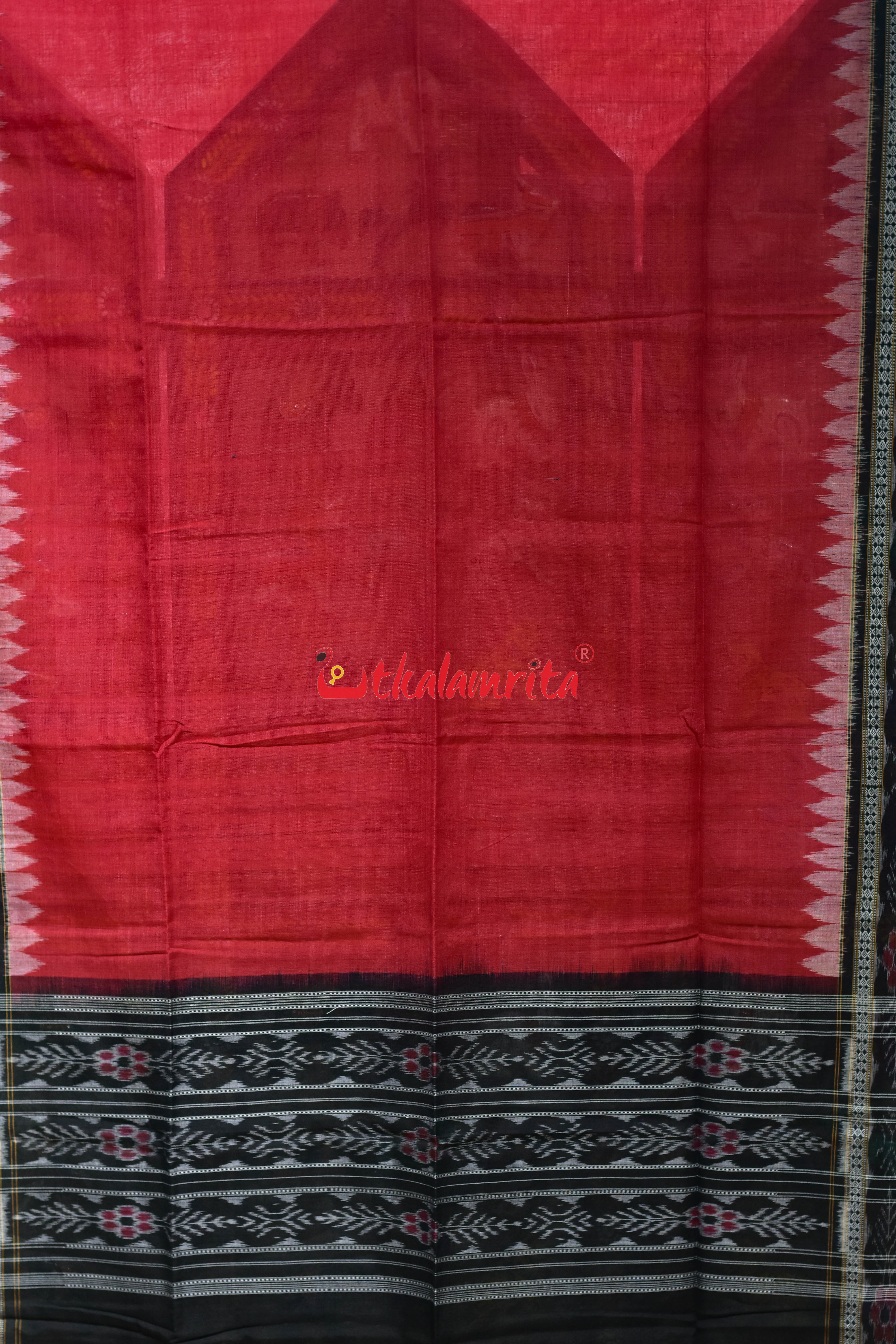Red Black Flower Bandha Cotton (Dupatta)