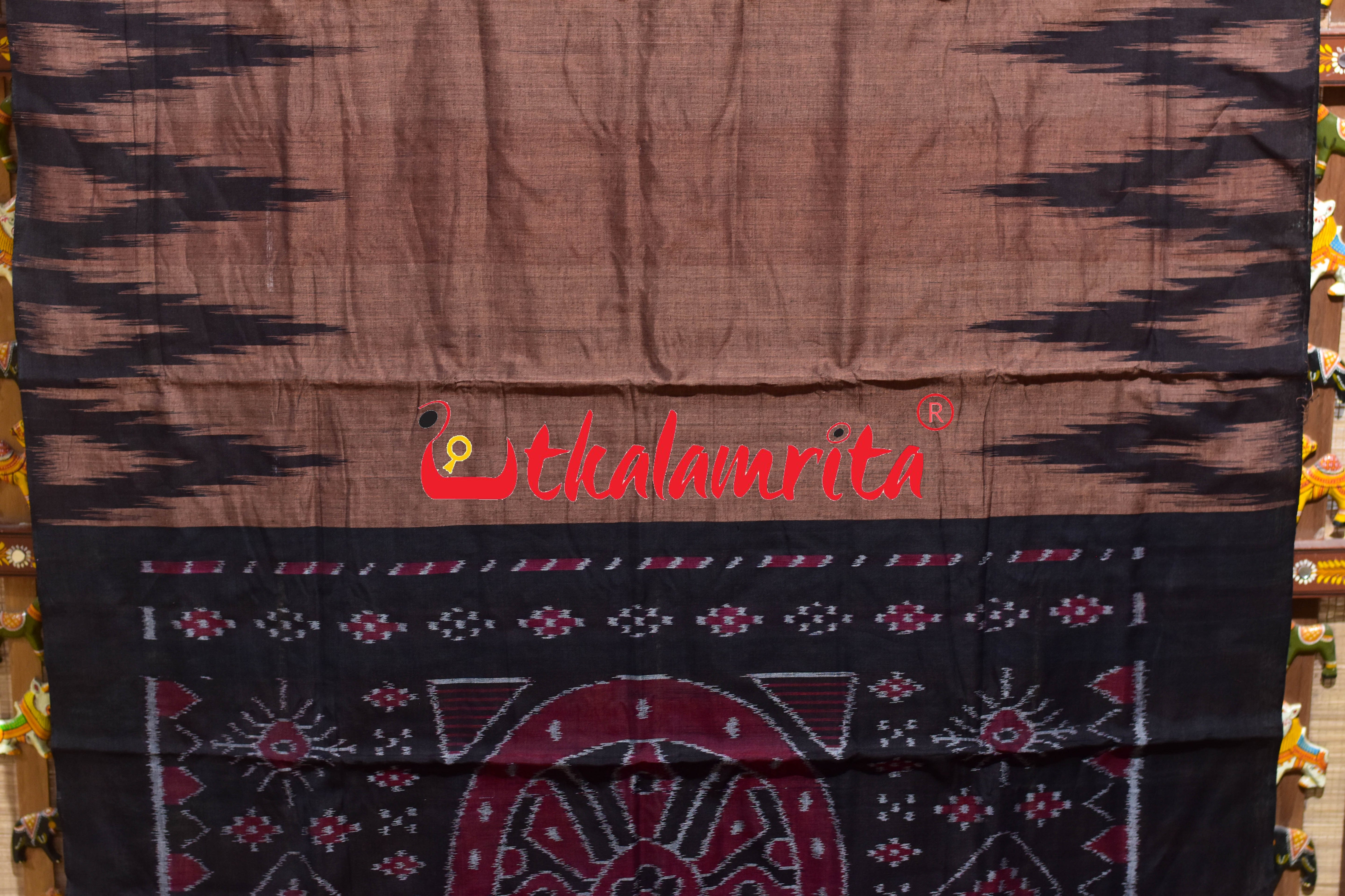 Chocolate Brown Kargil Kumbha Cotton Saree