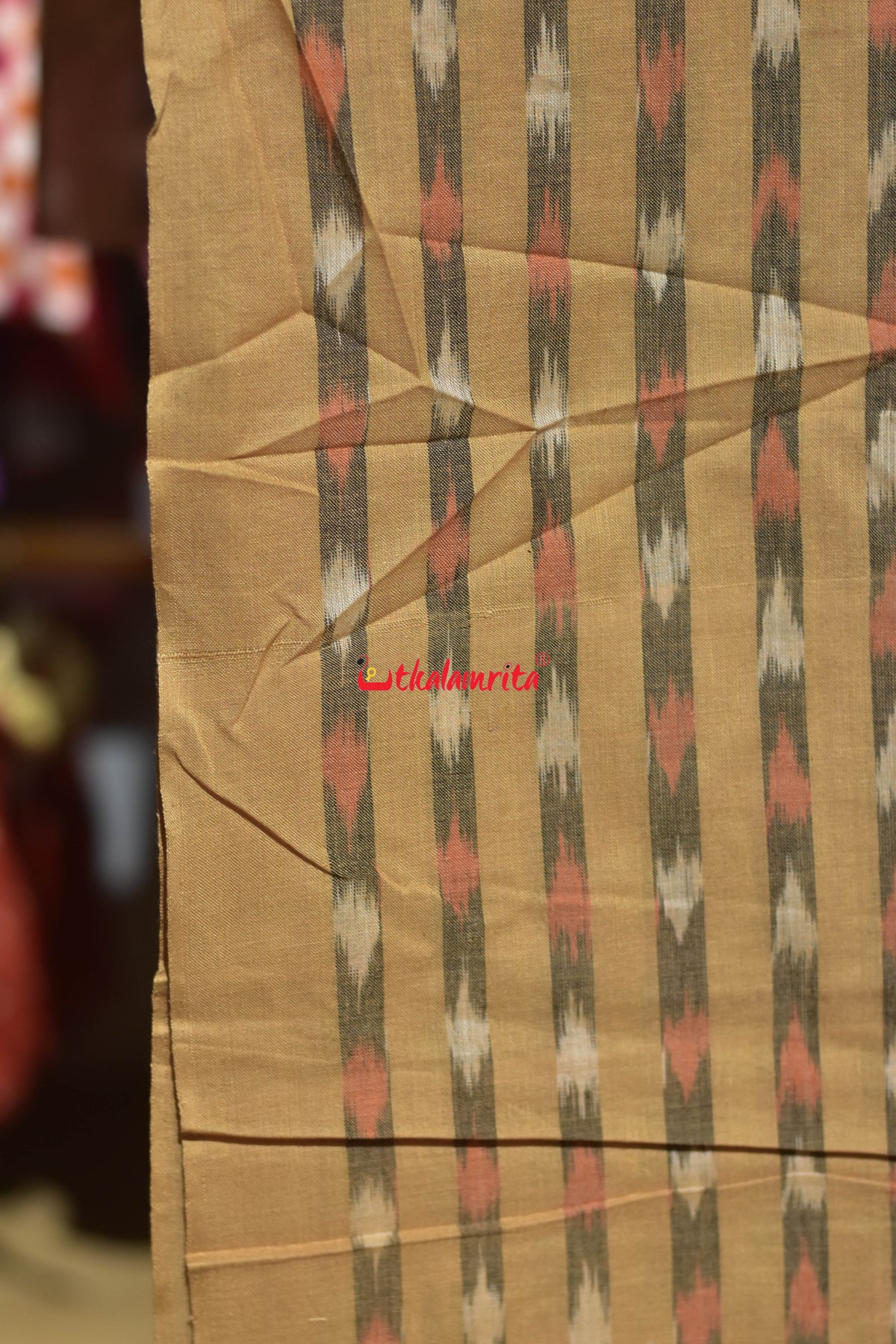 dark cream lines Dots cotton fabric