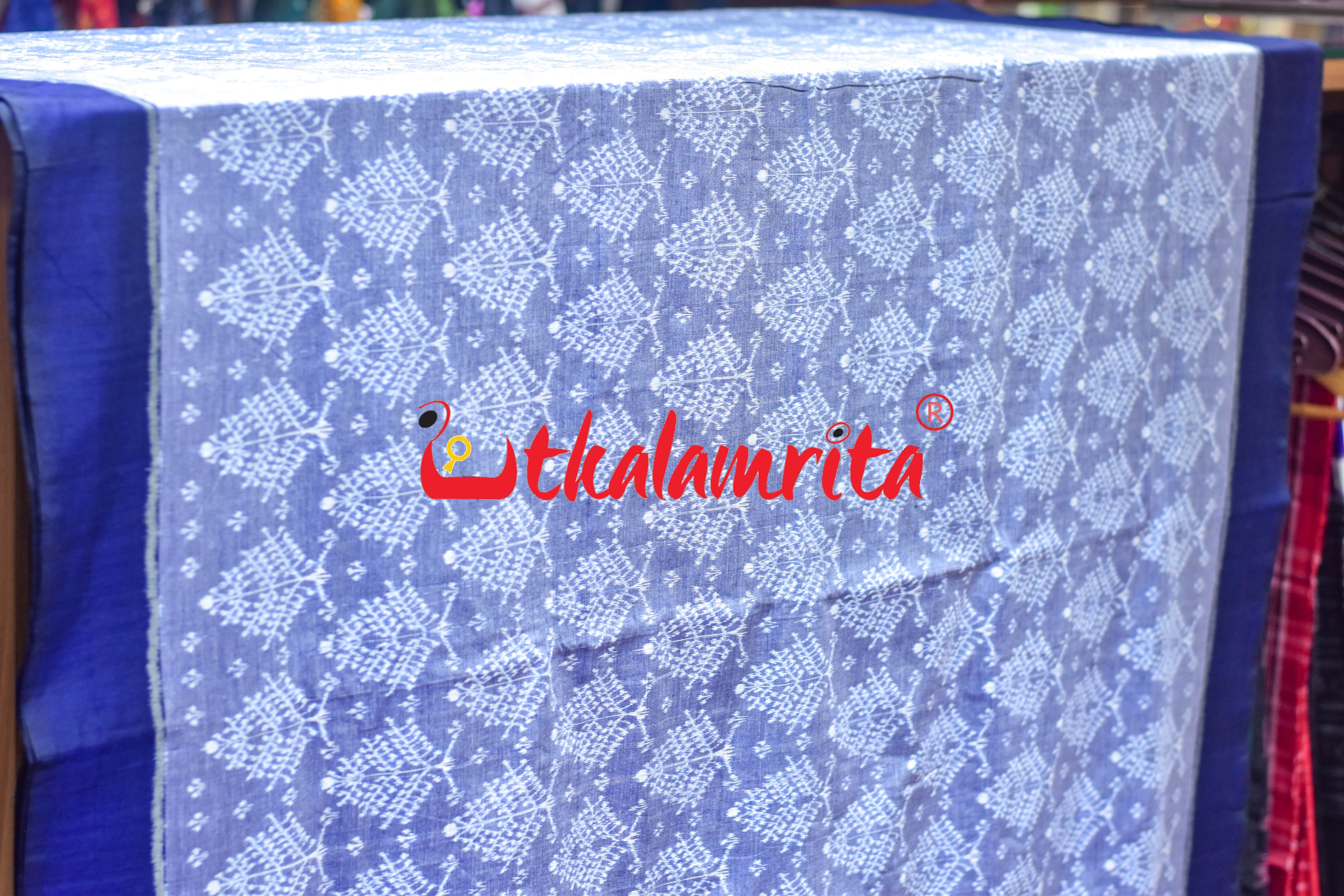 Sky Blue Gacha Sambalpuri Cotton (Fabric)