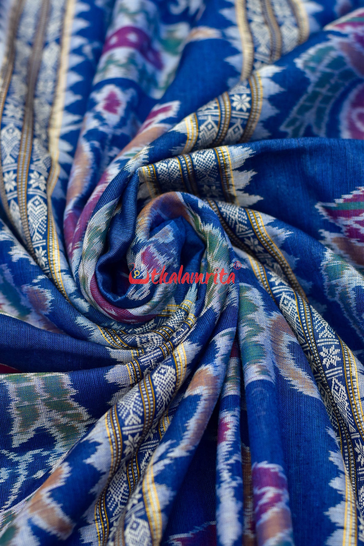 Singhasan Blue Sambalpuri Cotton (Fabric)