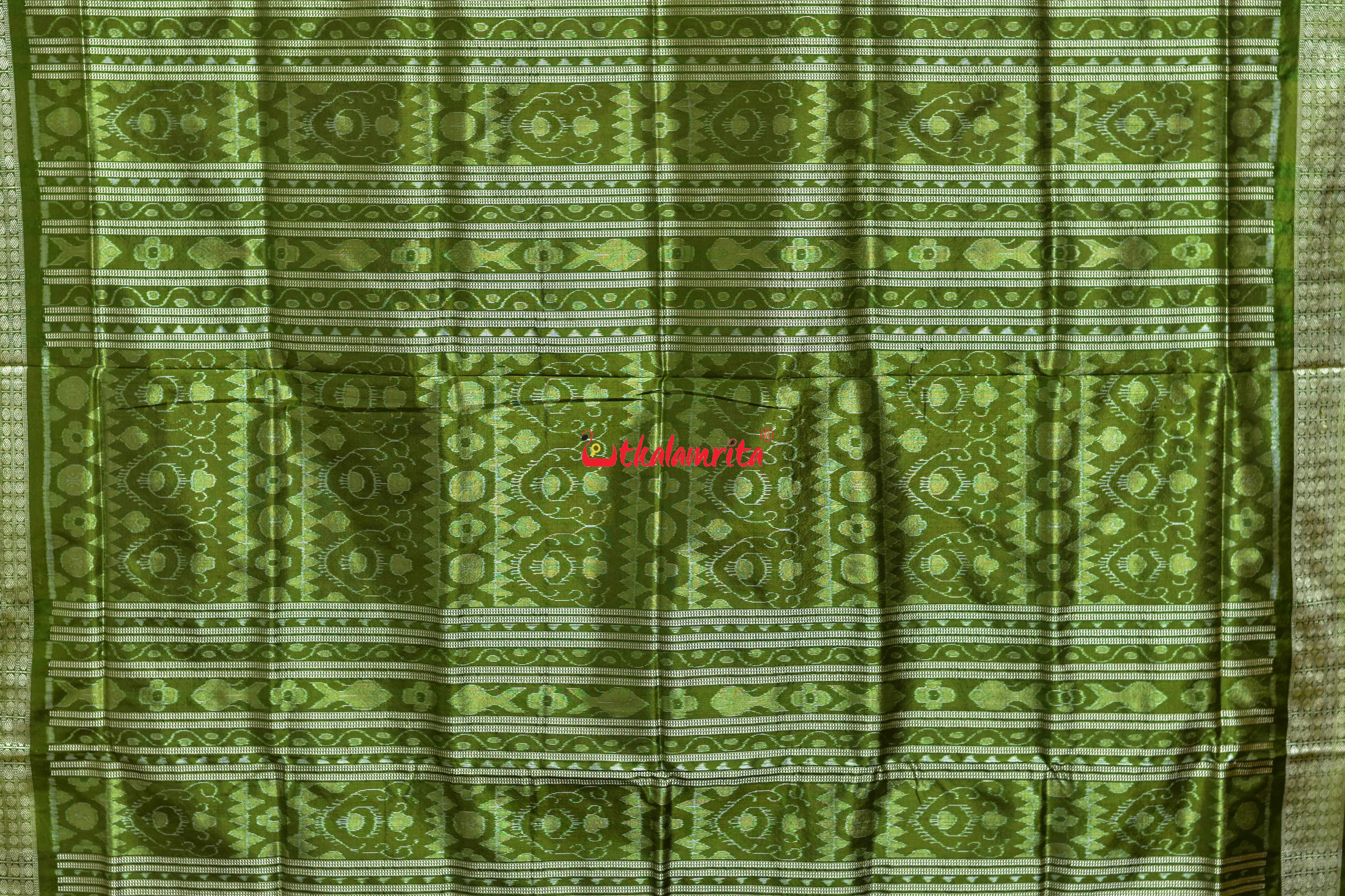 Asta Durga Padma Pink Mehndi Sambalpuri Silk Saree