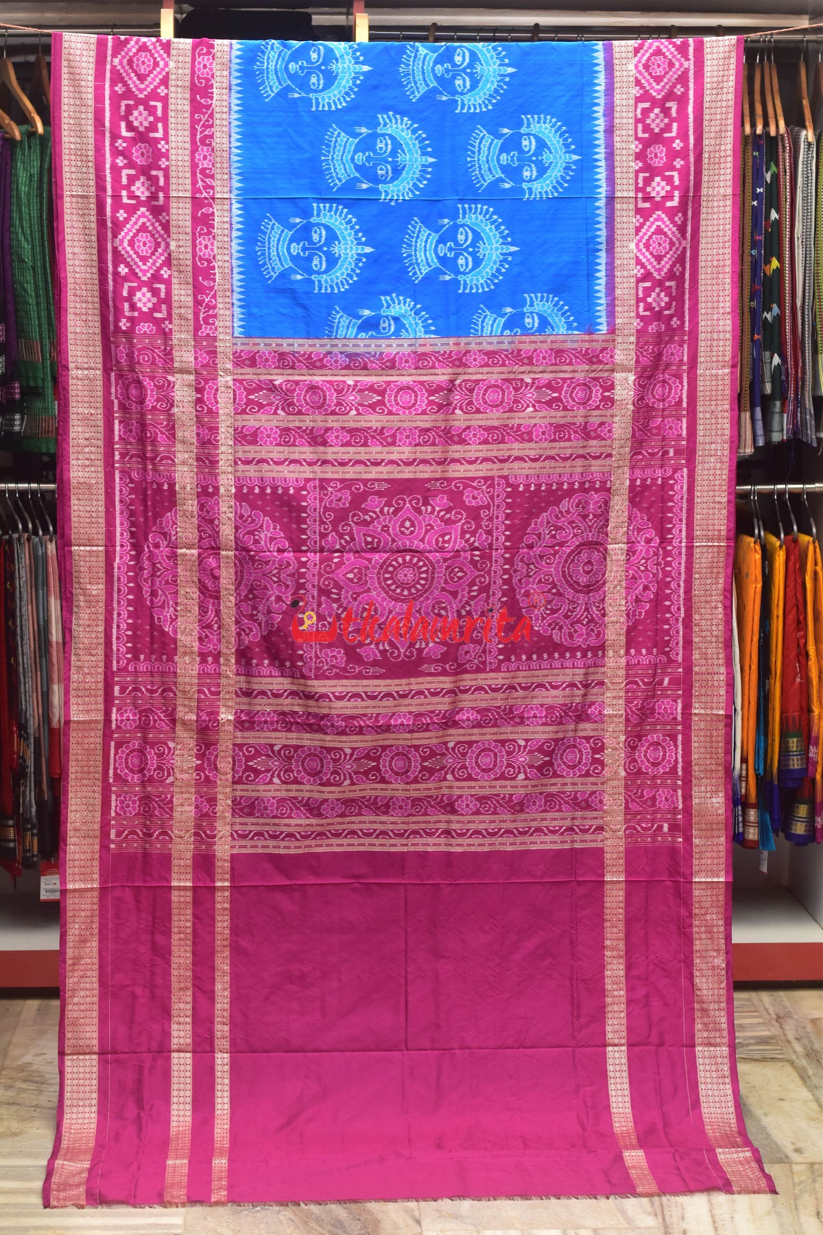 Double Border Odishi Face Sambalpuri Silk Saree