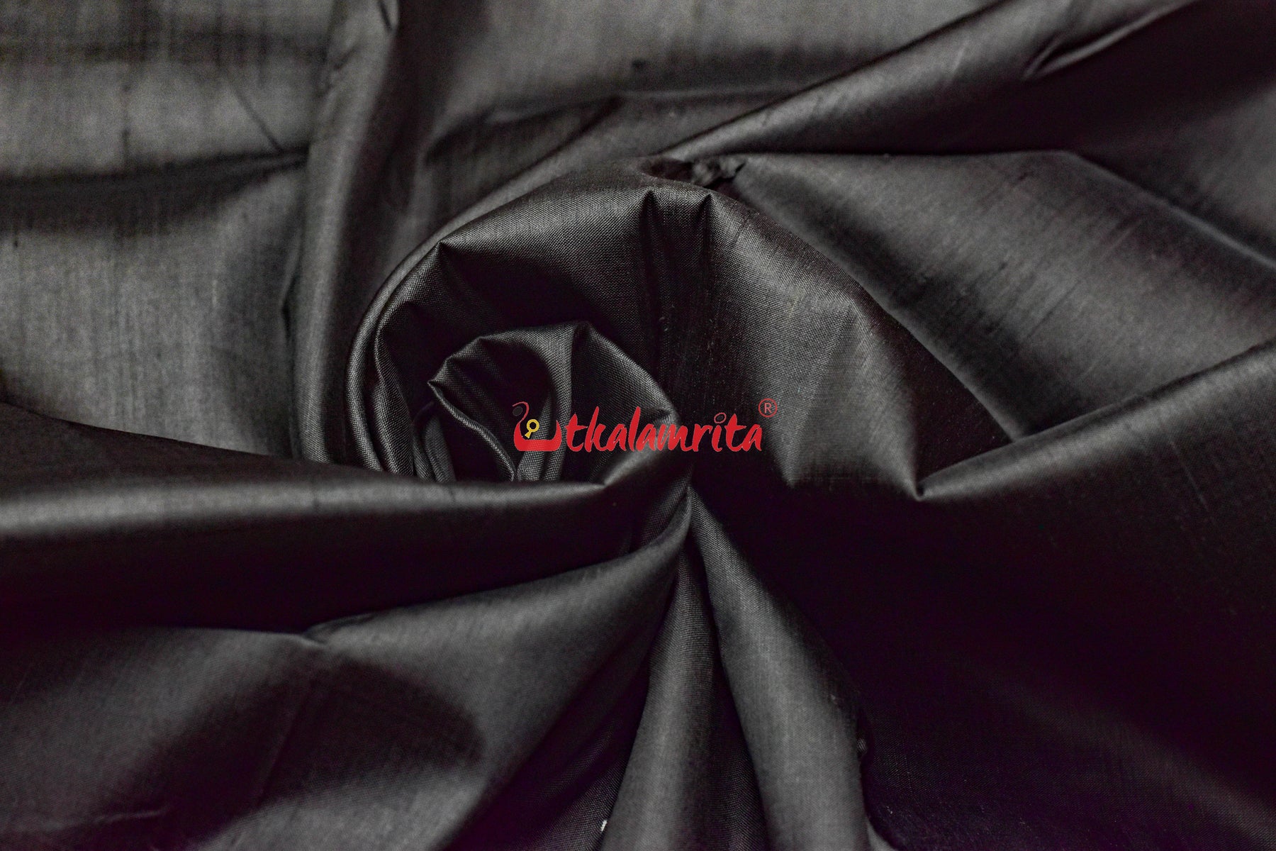 Black with Maroon Border Khandua Silk (Fabric)