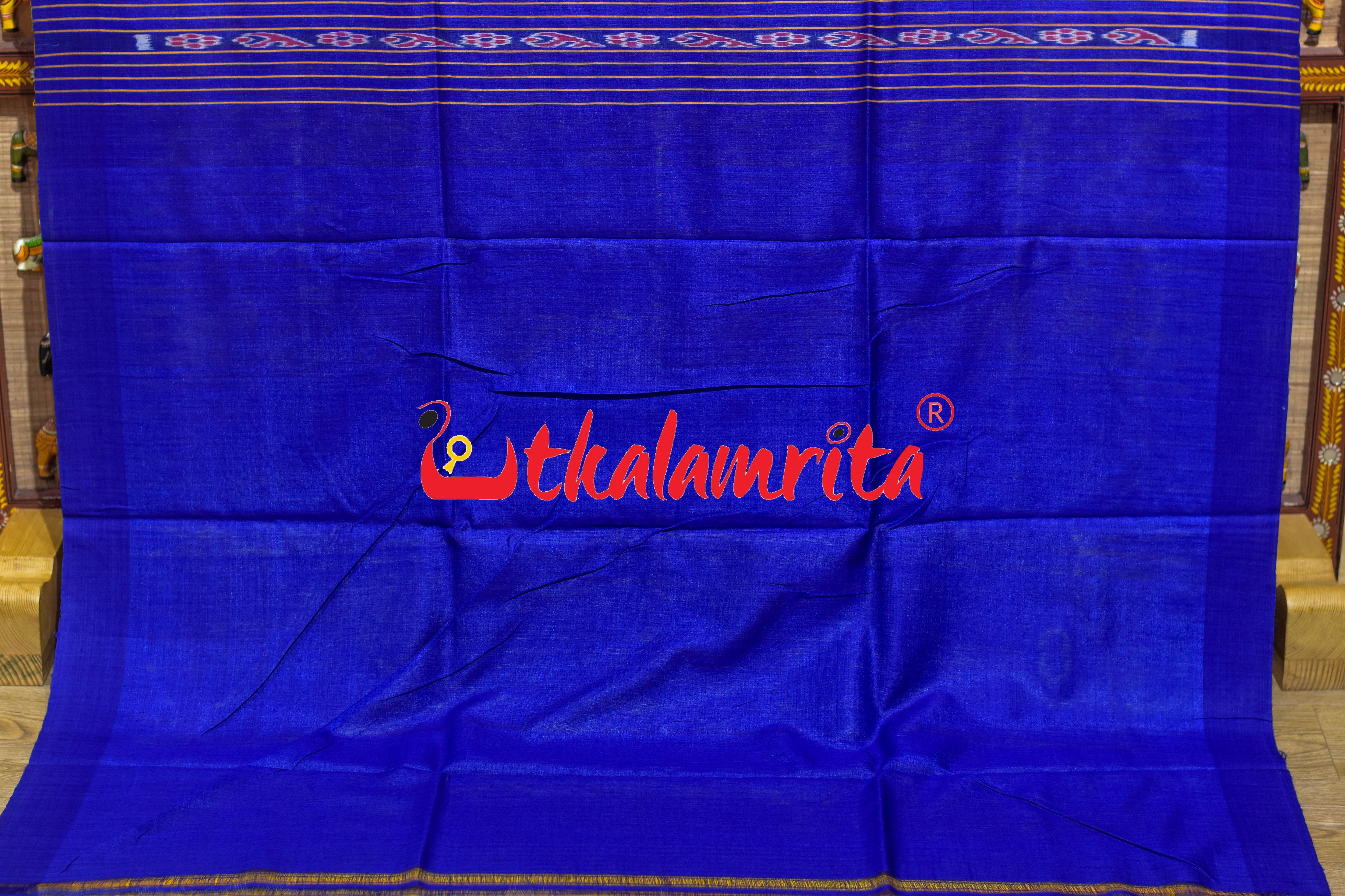 Maize Yellow Blue Gopalpur Tussar Silk Saree