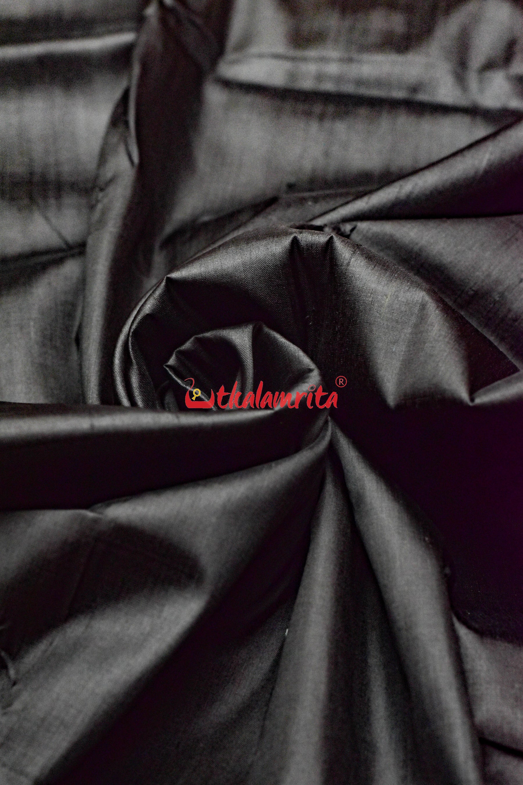 Black with Maroon Border Khandua Silk (Fabric)