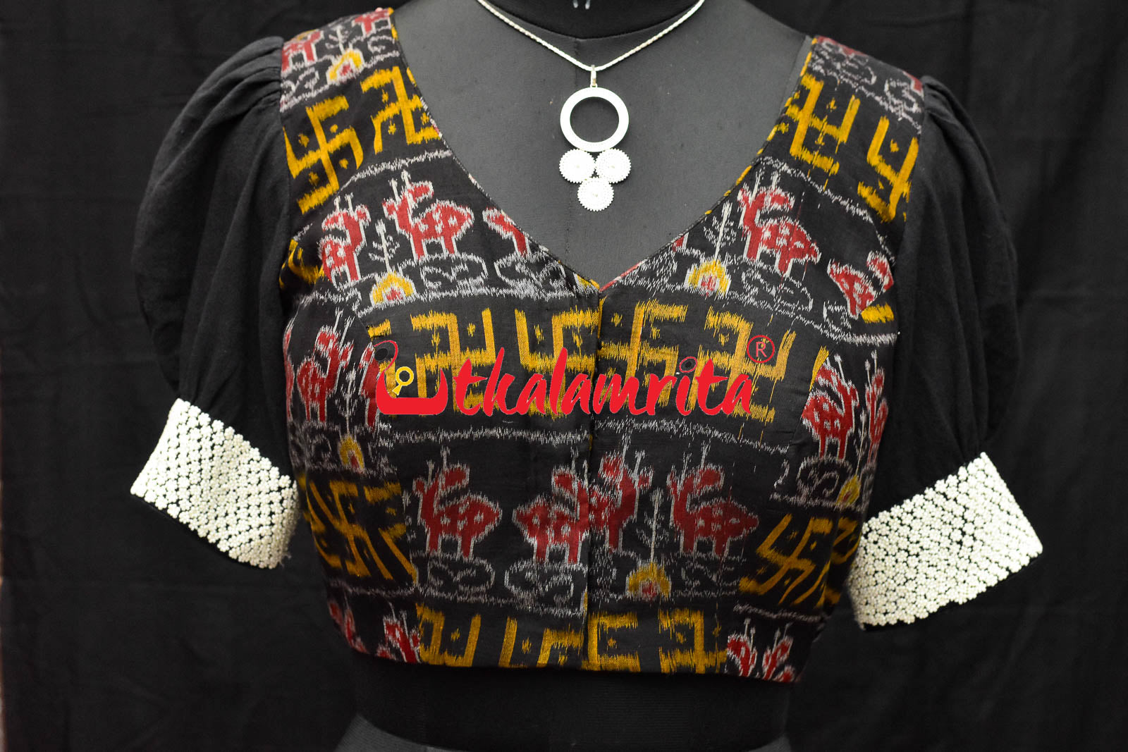 Swastik Deer Bandha Black Designer (Blouse)