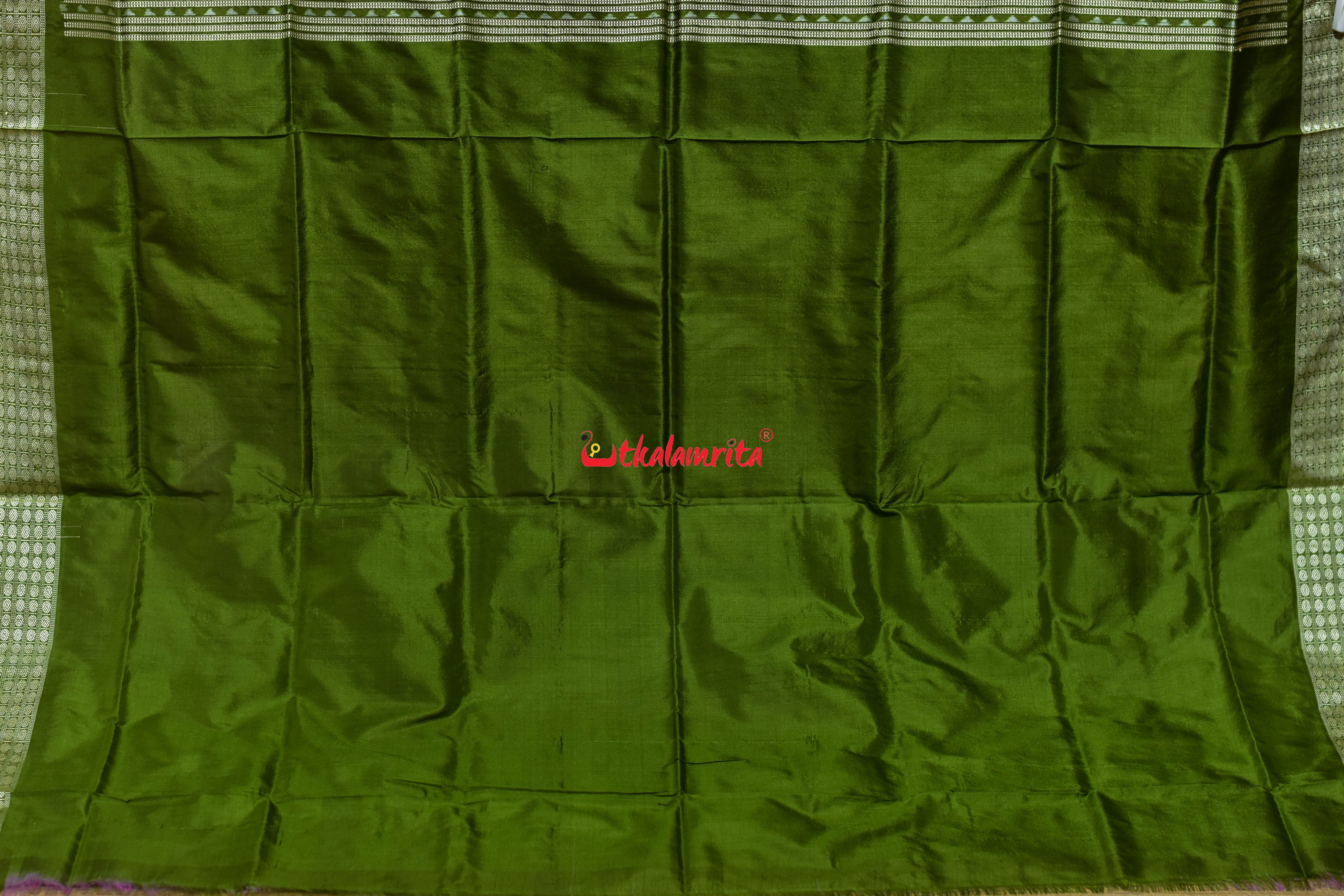 Asta Durga Padma Pink Mehndi Sambalpuri Silk Saree