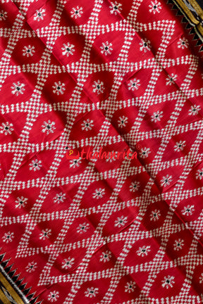 Red Black Tarabali Khandua Silk Saree