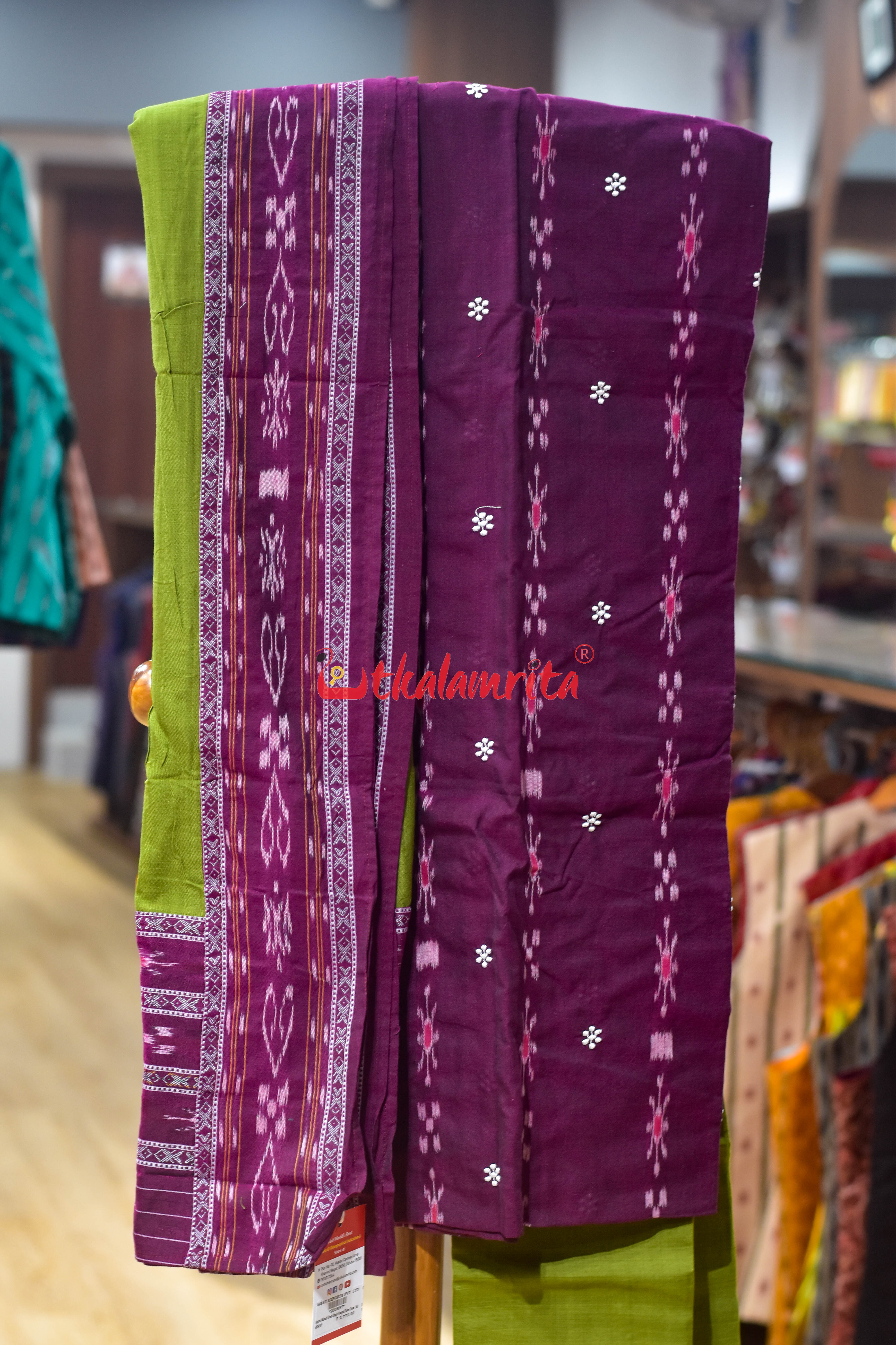 Magenta Mehendi Green Simple Pasapali Flower Dress Set