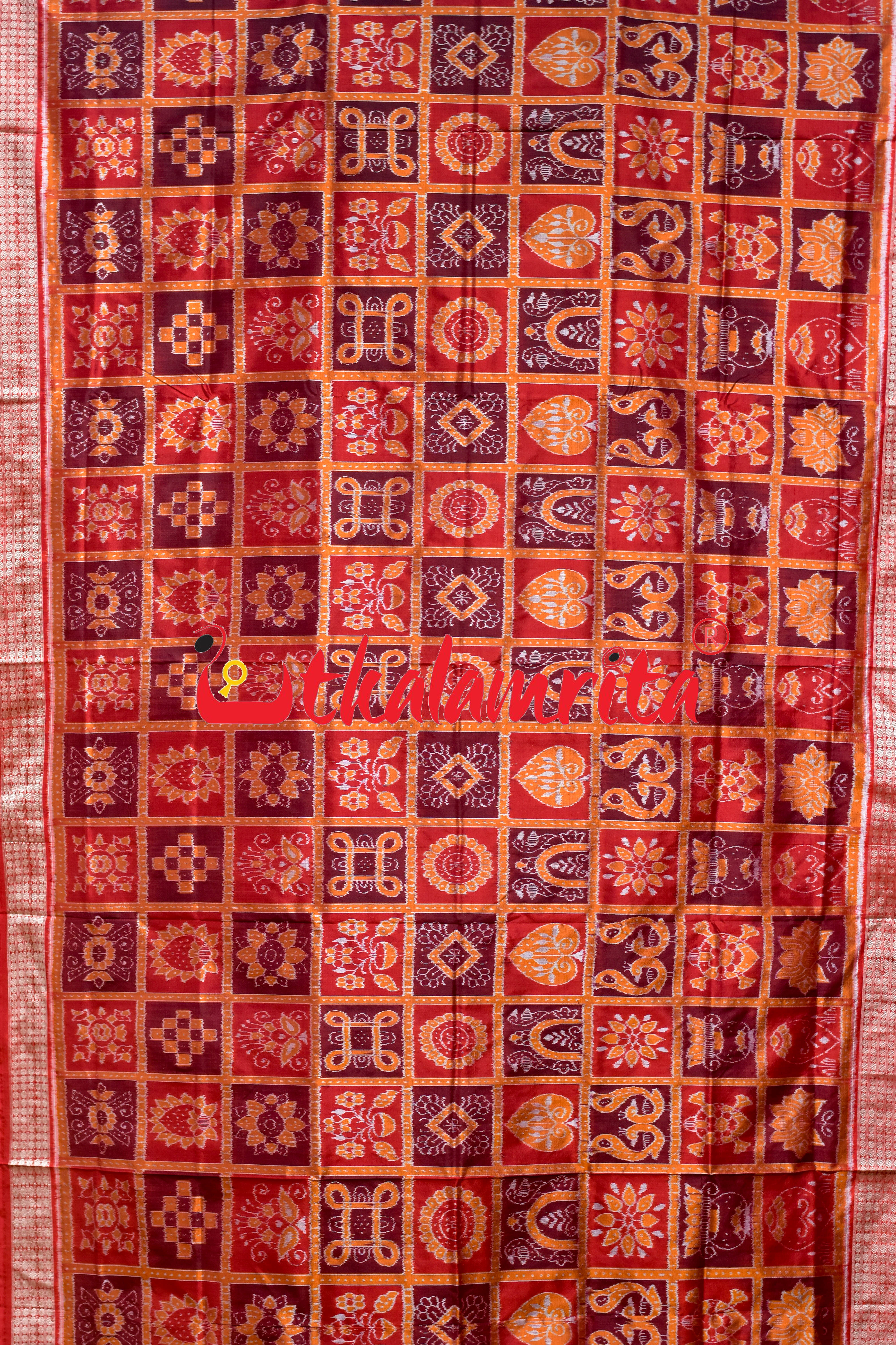 Red Orange Nabakothi Silk Saree