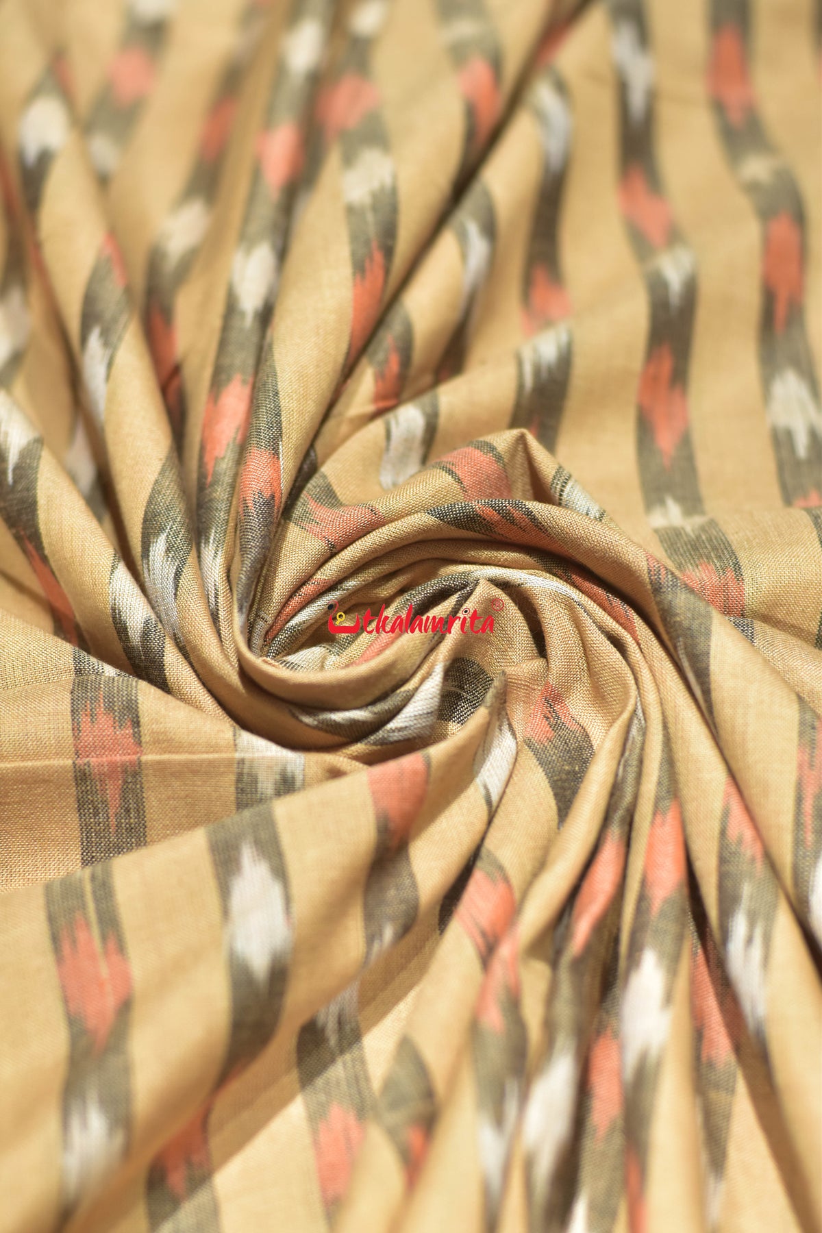 dark cream lines Dots cotton fabric