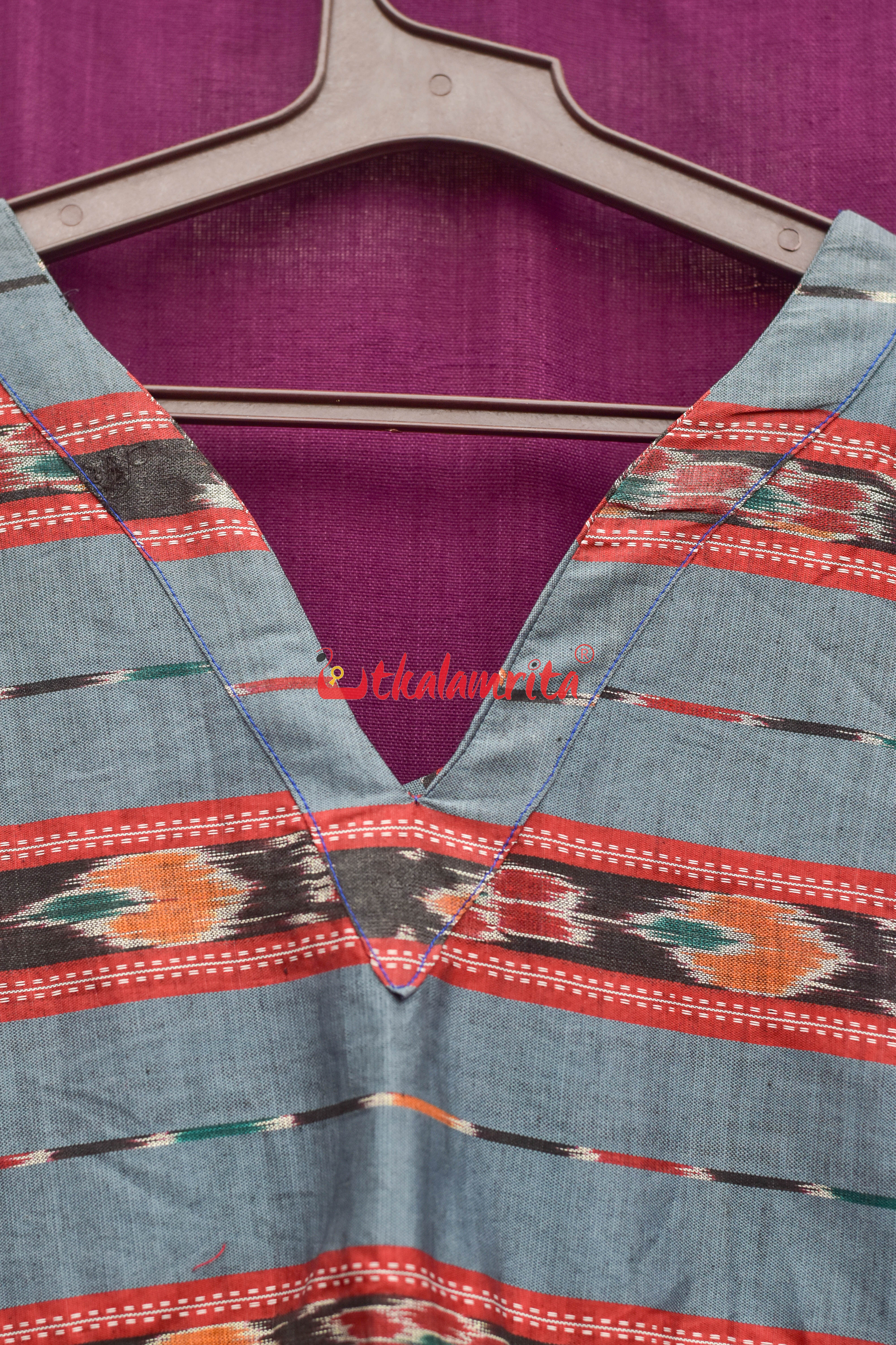 Blueish Grey Bandha (Girls Kurta)