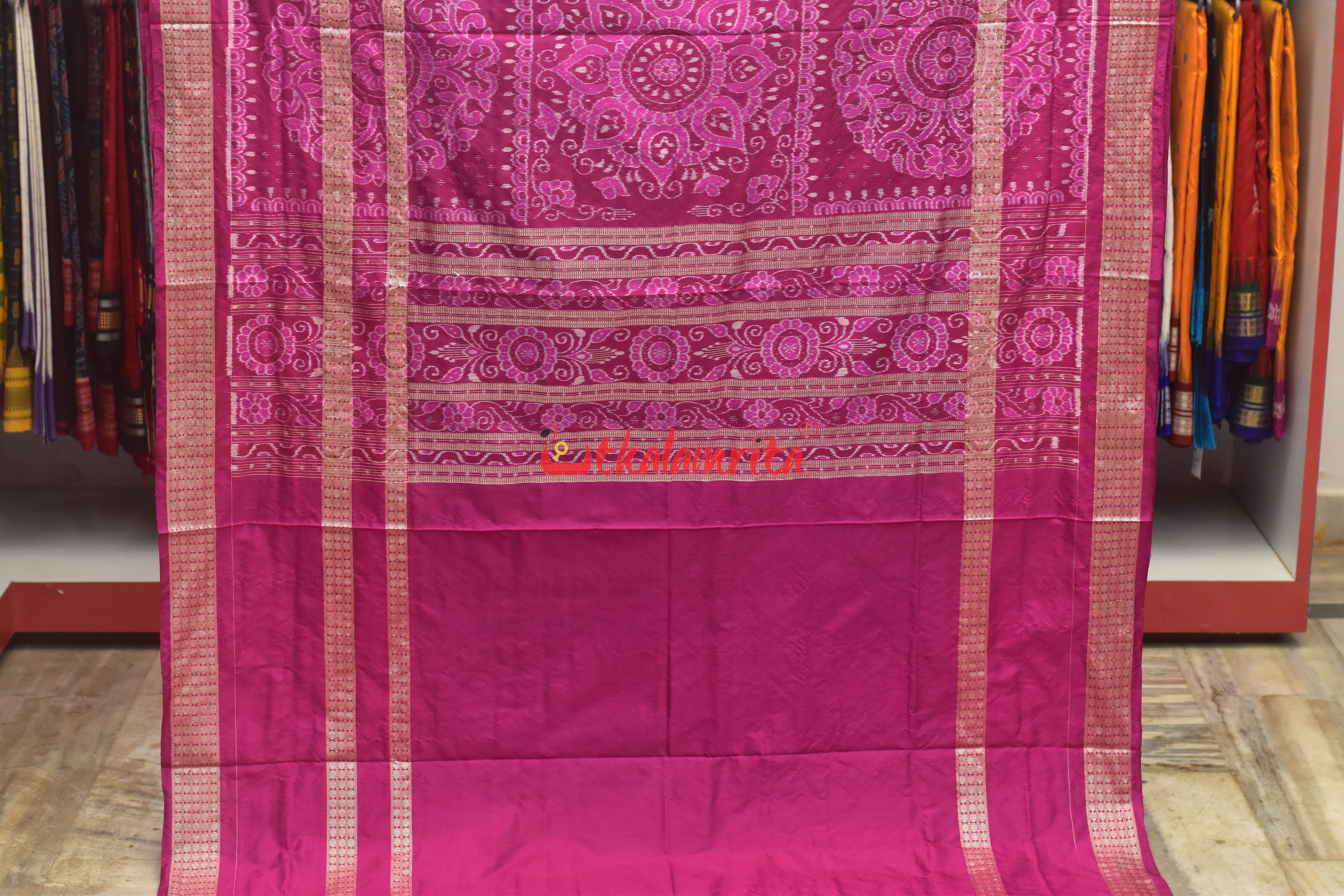 Blue Double Border Odishi Face Sambalpuri Silk Saree