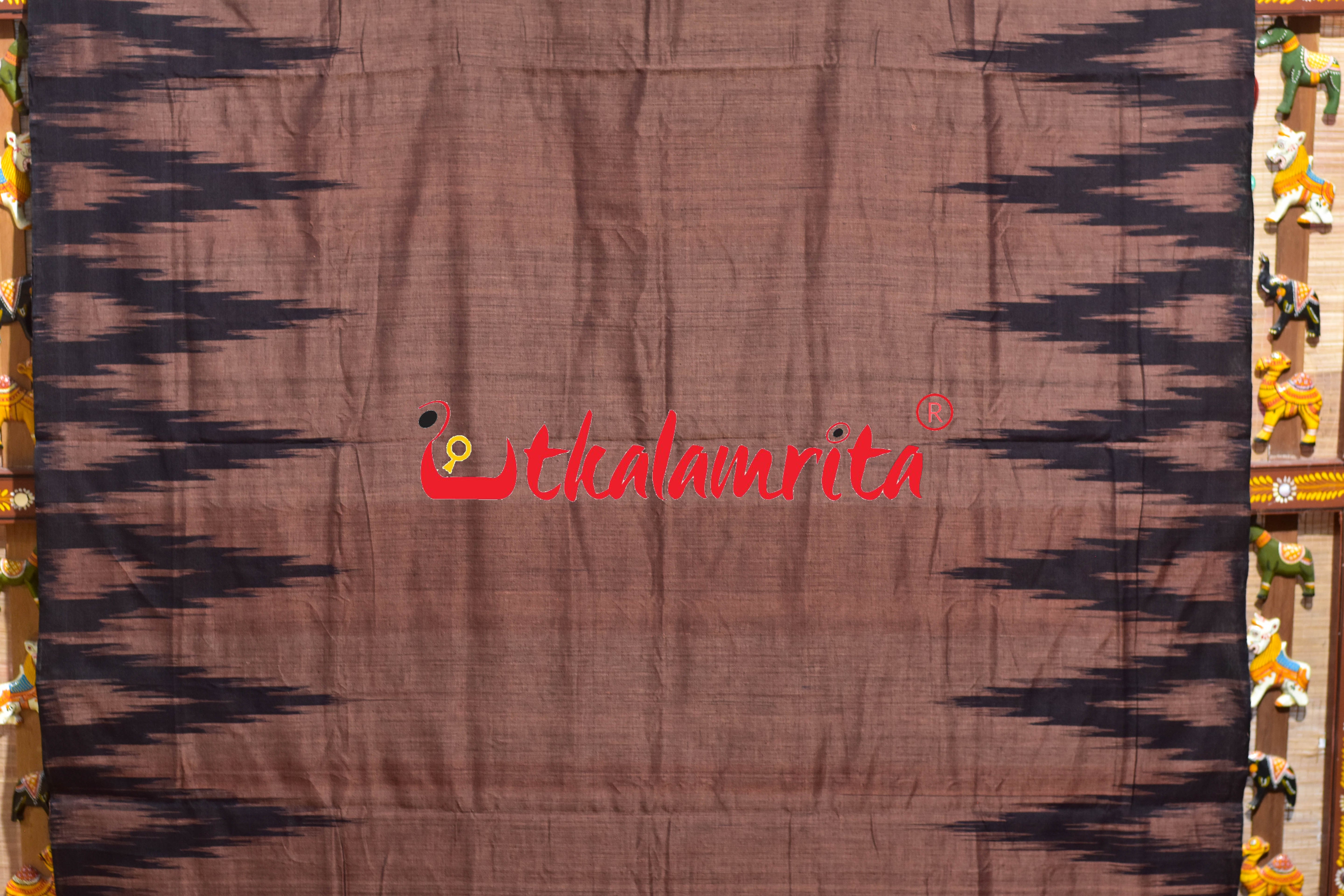 Chocolate Brown Kargil Kumbha Cotton Saree