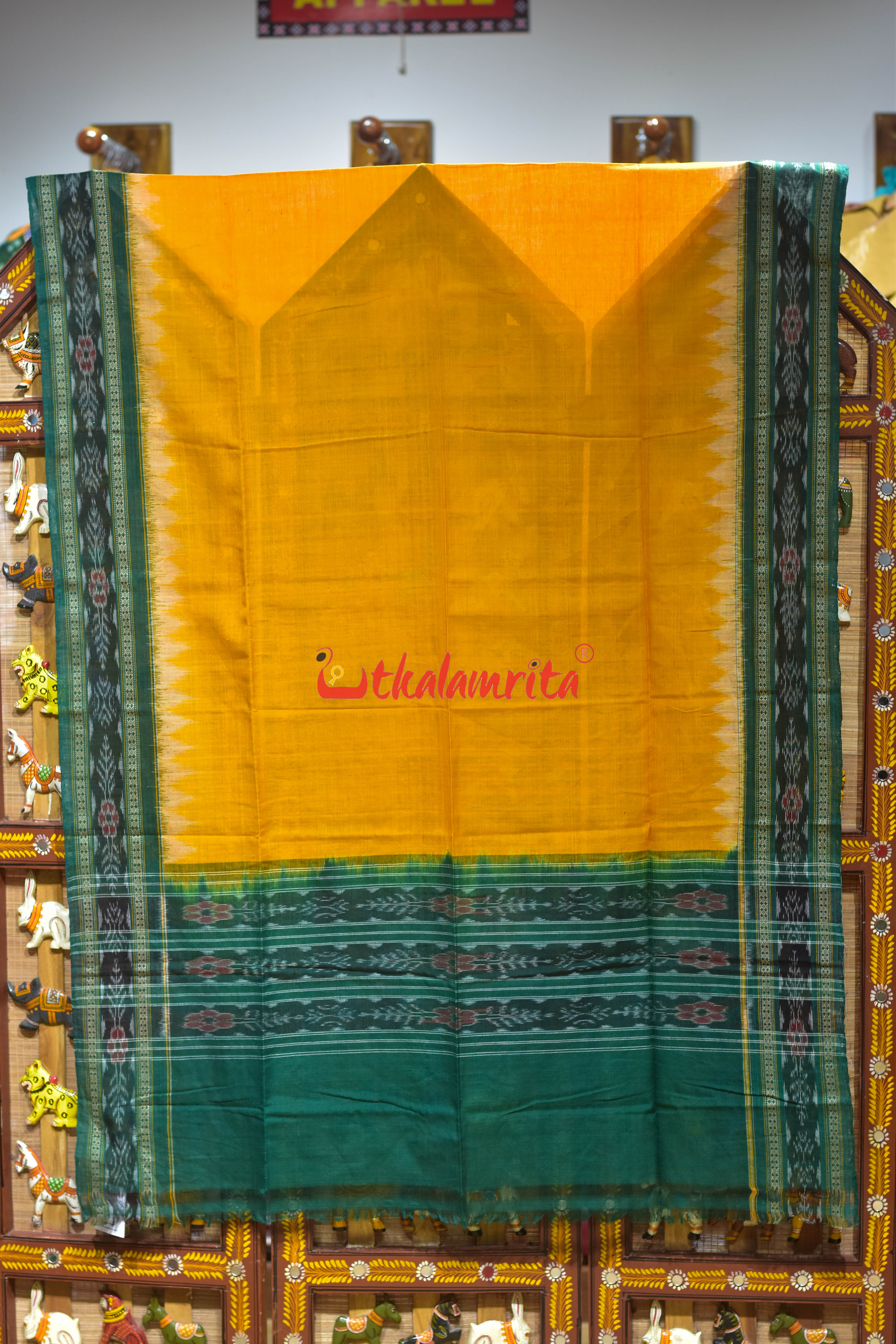 Musatrd with Green Flower Bandha Cotton (Dupatta)