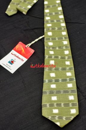 Handloom Tie (Olive Small Paspapali Lines)