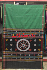 Green Dhalapathar Konark Chakra Cotton Saree