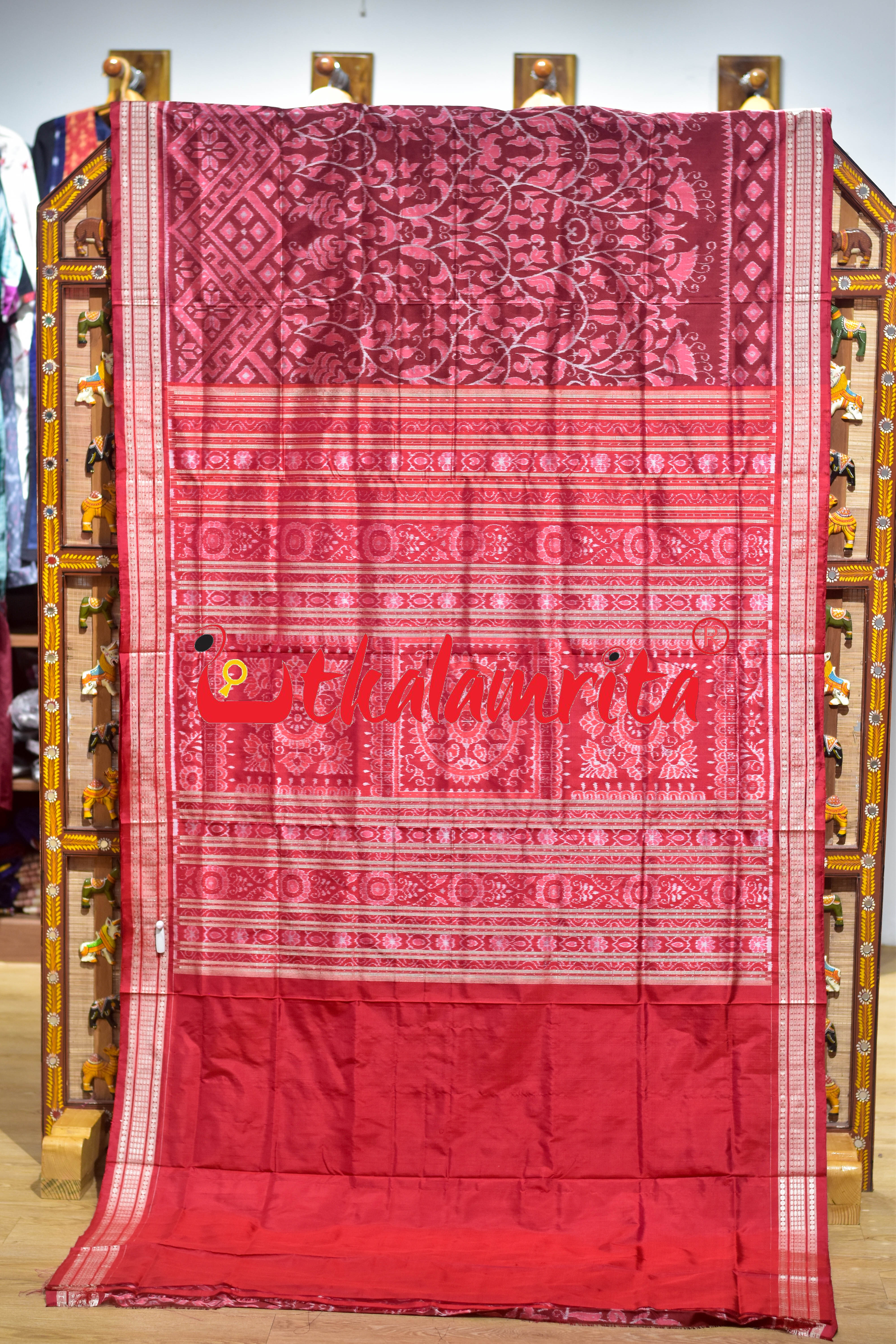 Coffee Pink Lata Patra Sambalpuri Silk Saree