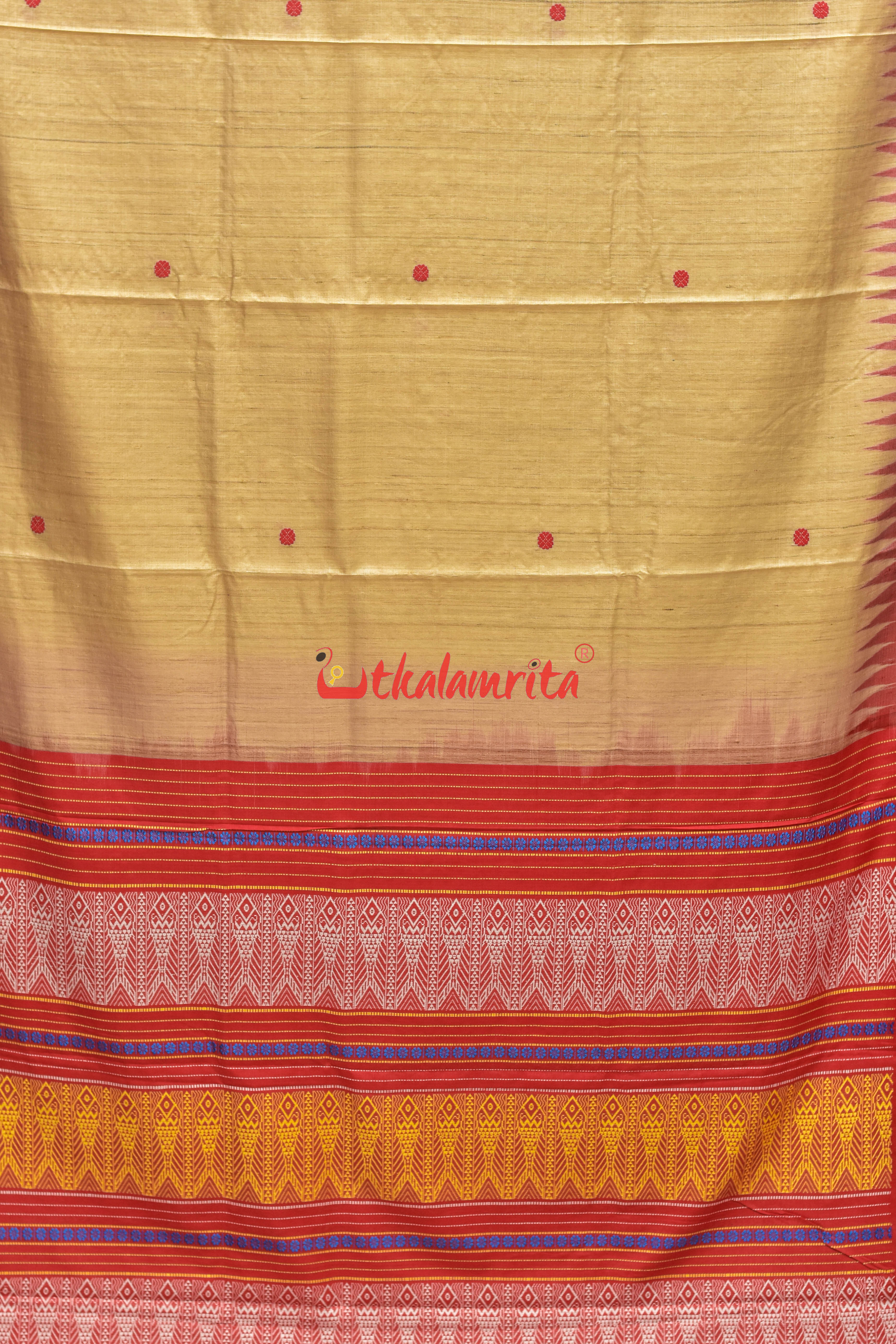 Natural Red Rudraksha Border Jaala Anchal Tussar Saree