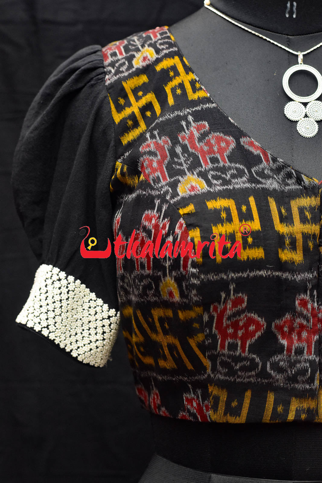 Swastik Deer Bandha Black Designer (Blouse)