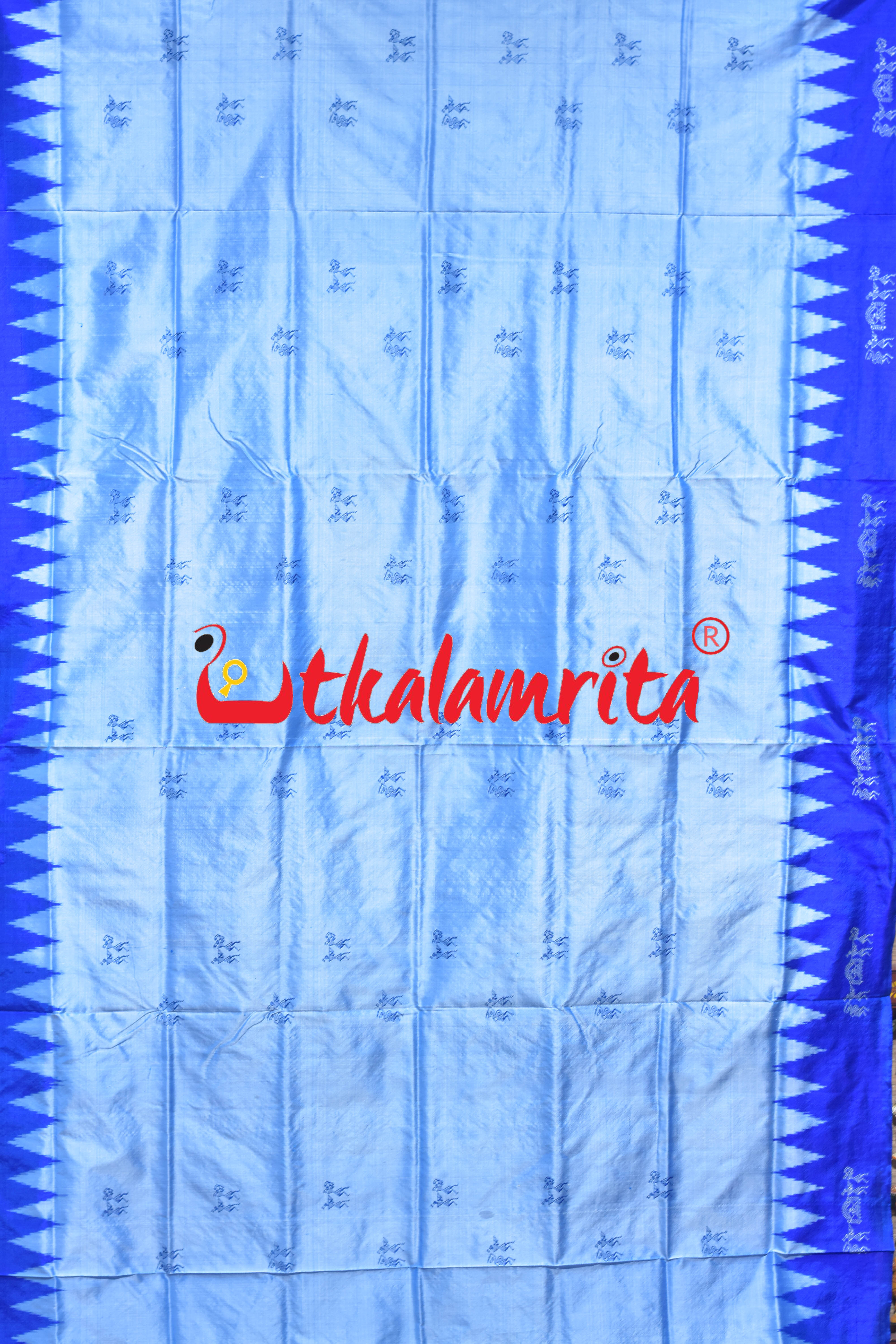 Sky Blue Deep Blue Sabari Bomkai Silk Saree