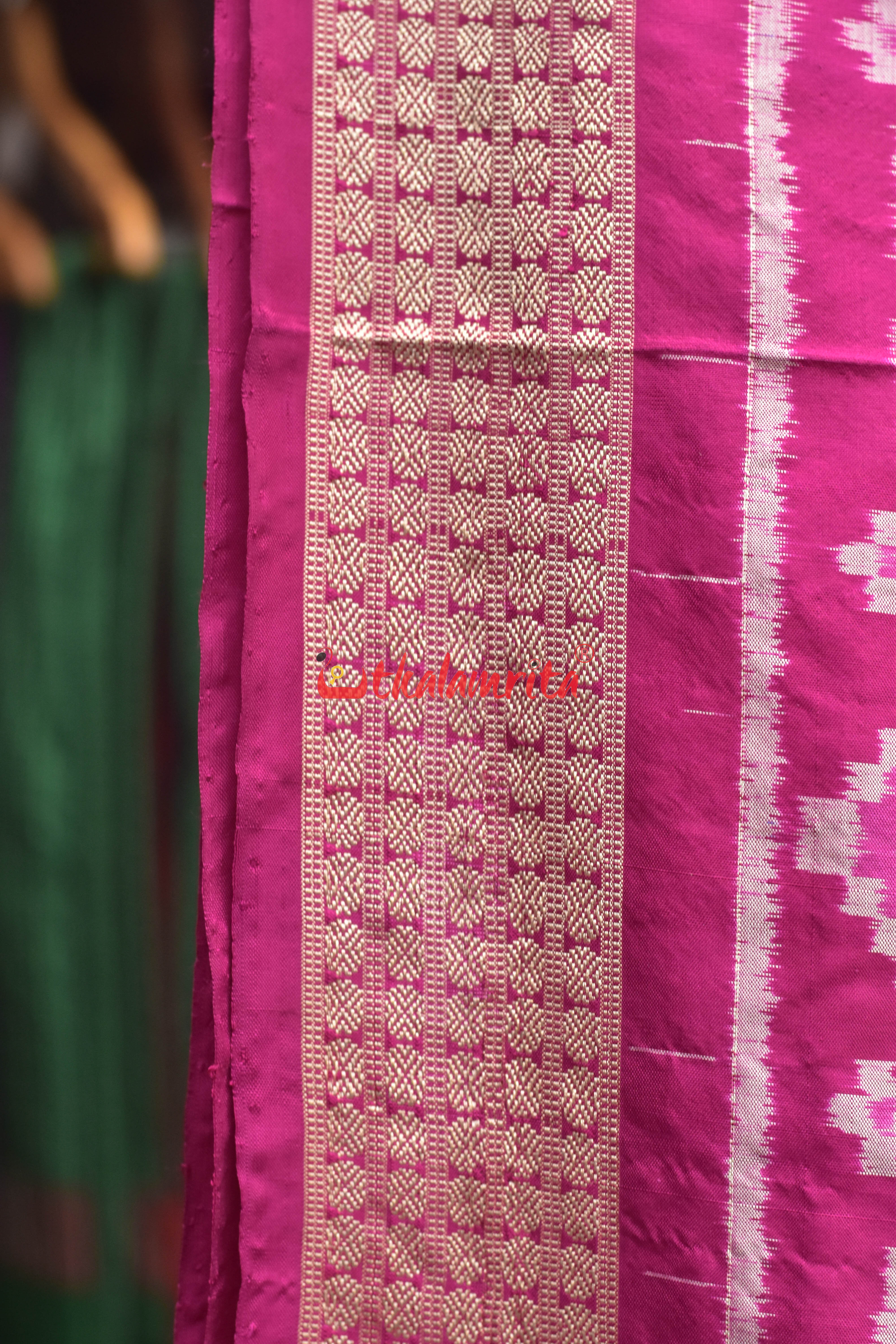 Blue Double Border Odishi Face Sambalpuri Silk Saree