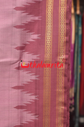 Light Rose Berhampuri Double Anchal Silk Saree