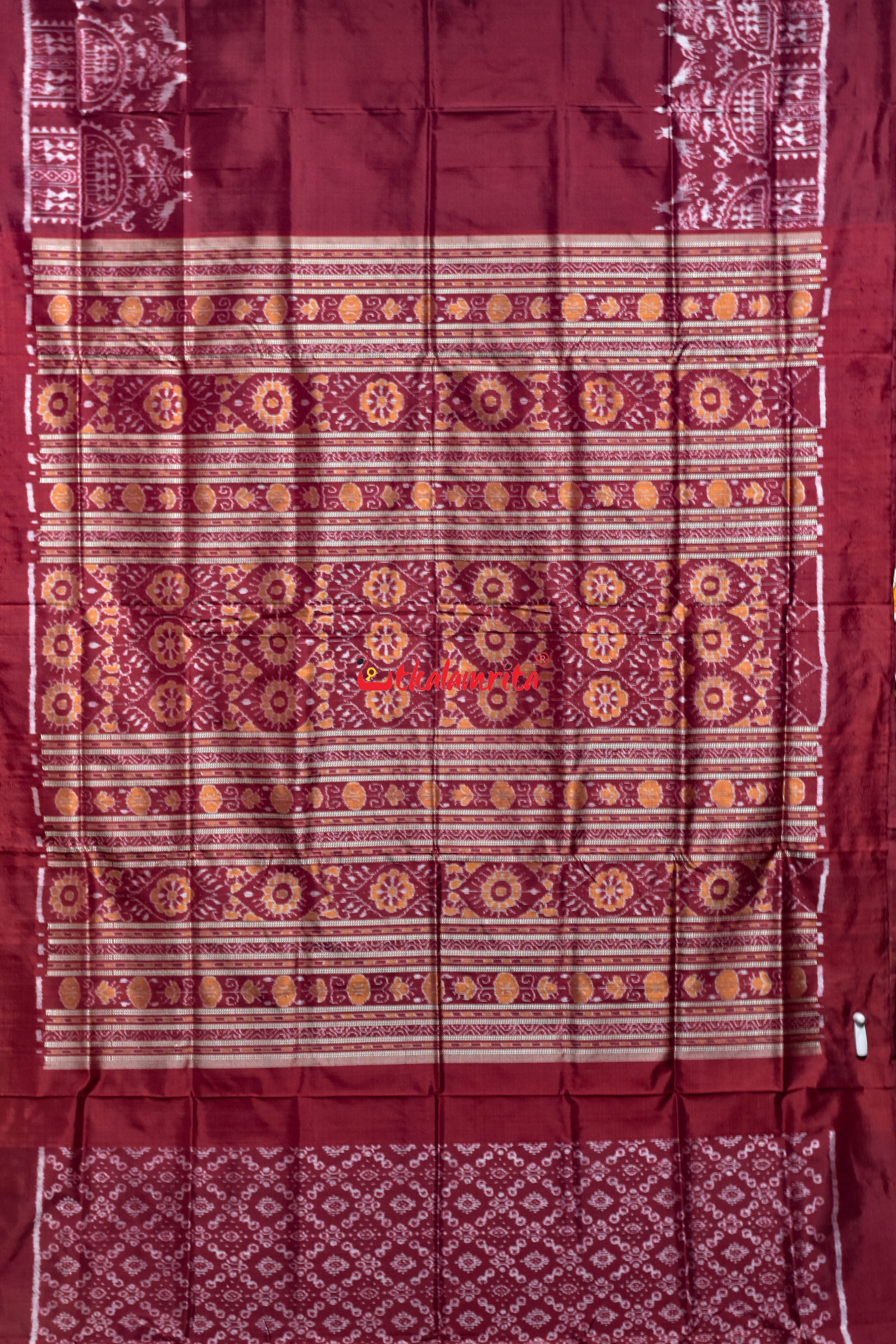 Dhadi Tribal Maroon Sambalpuri Silk Saree
