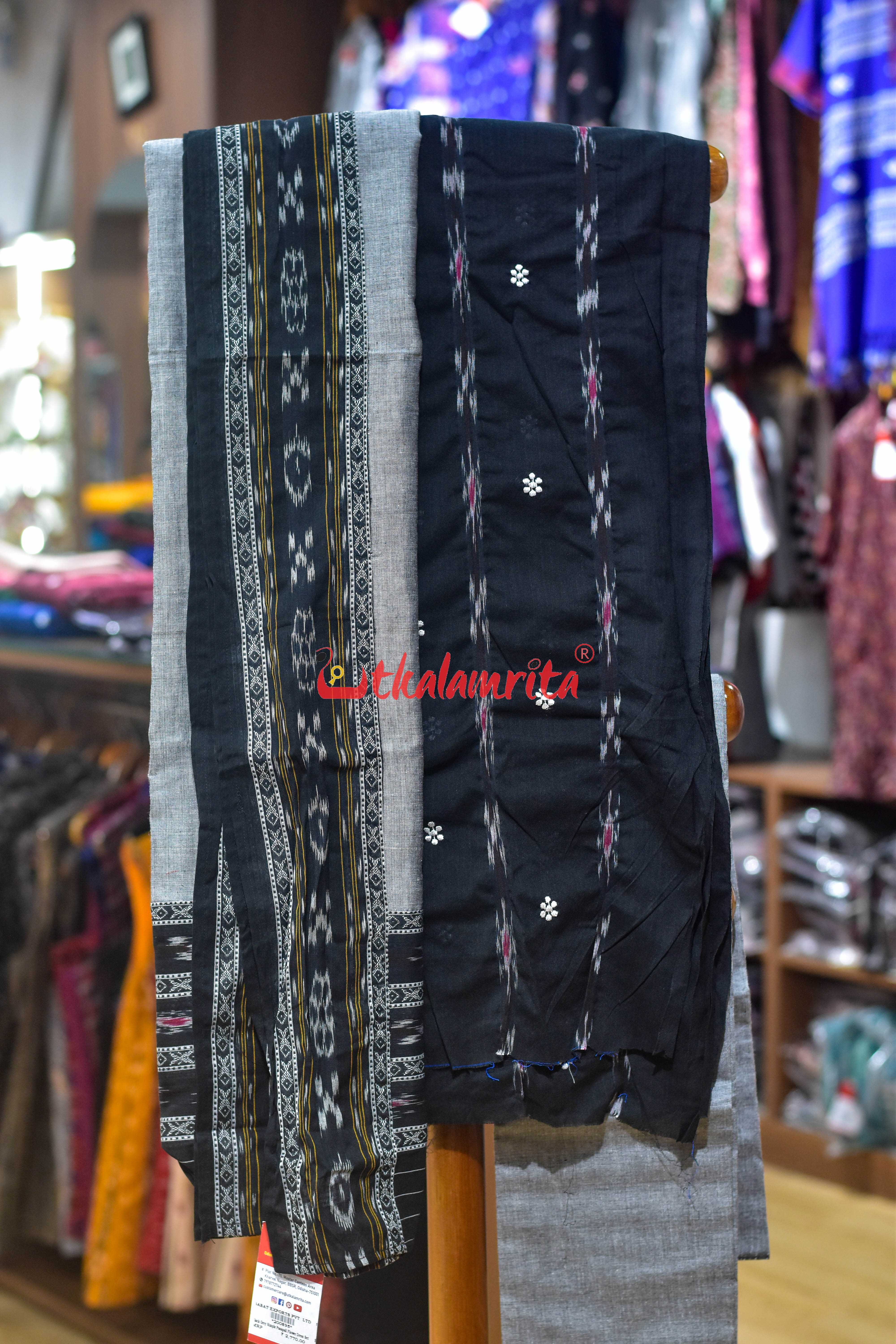 Black Grey Simple Pasapali Flower Dress Set