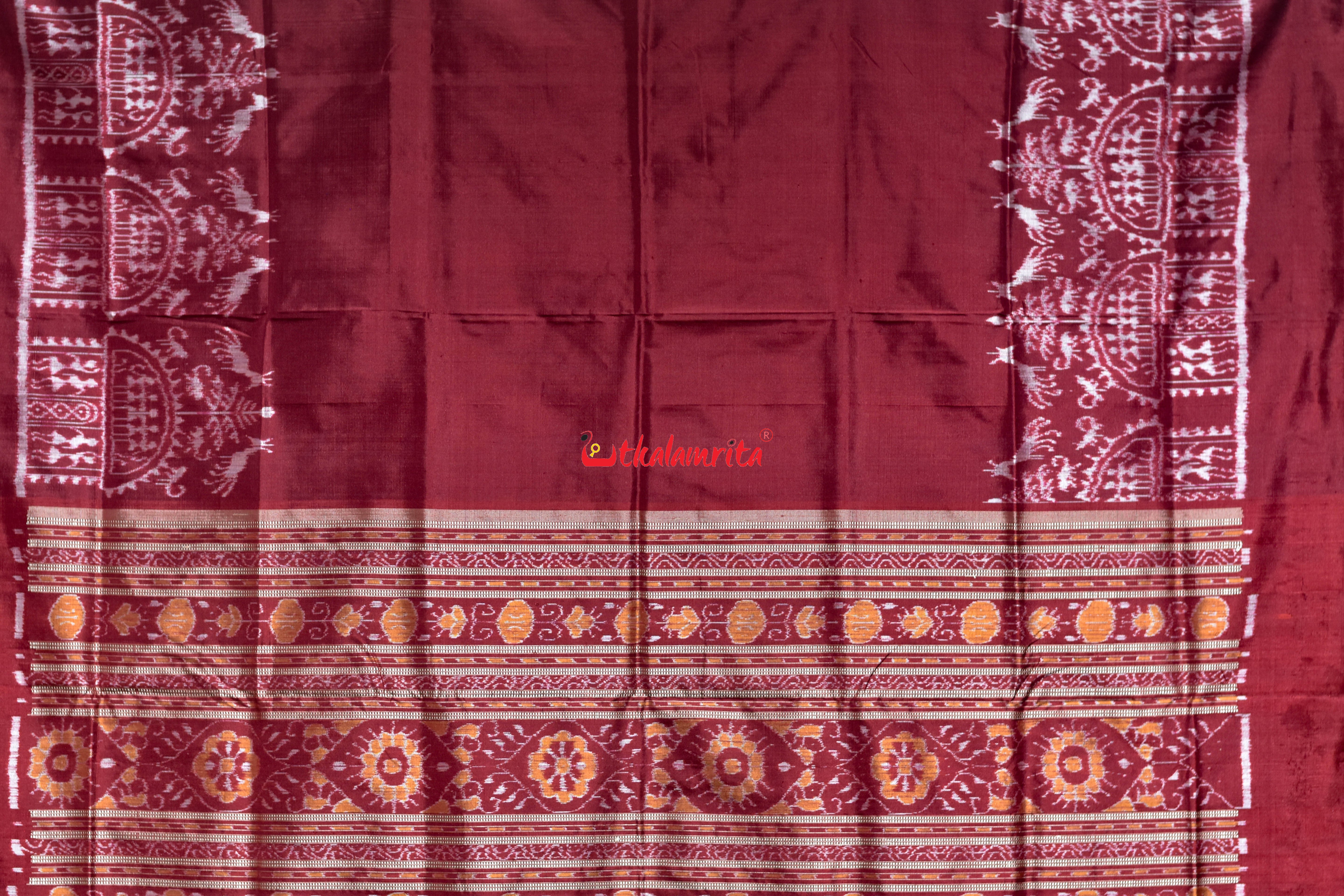 Dhadi Tribal Maroon Sambalpuri Silk Saree