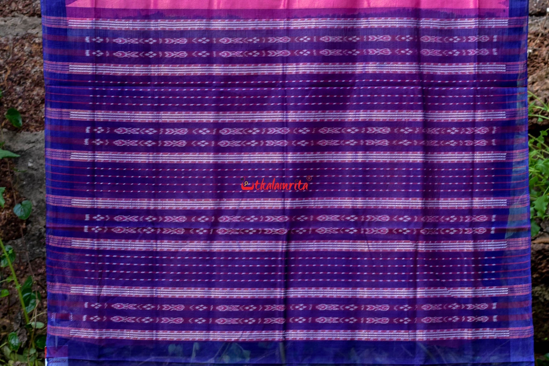 Tissue Cotton Pink Blue Sambalpuri Saree