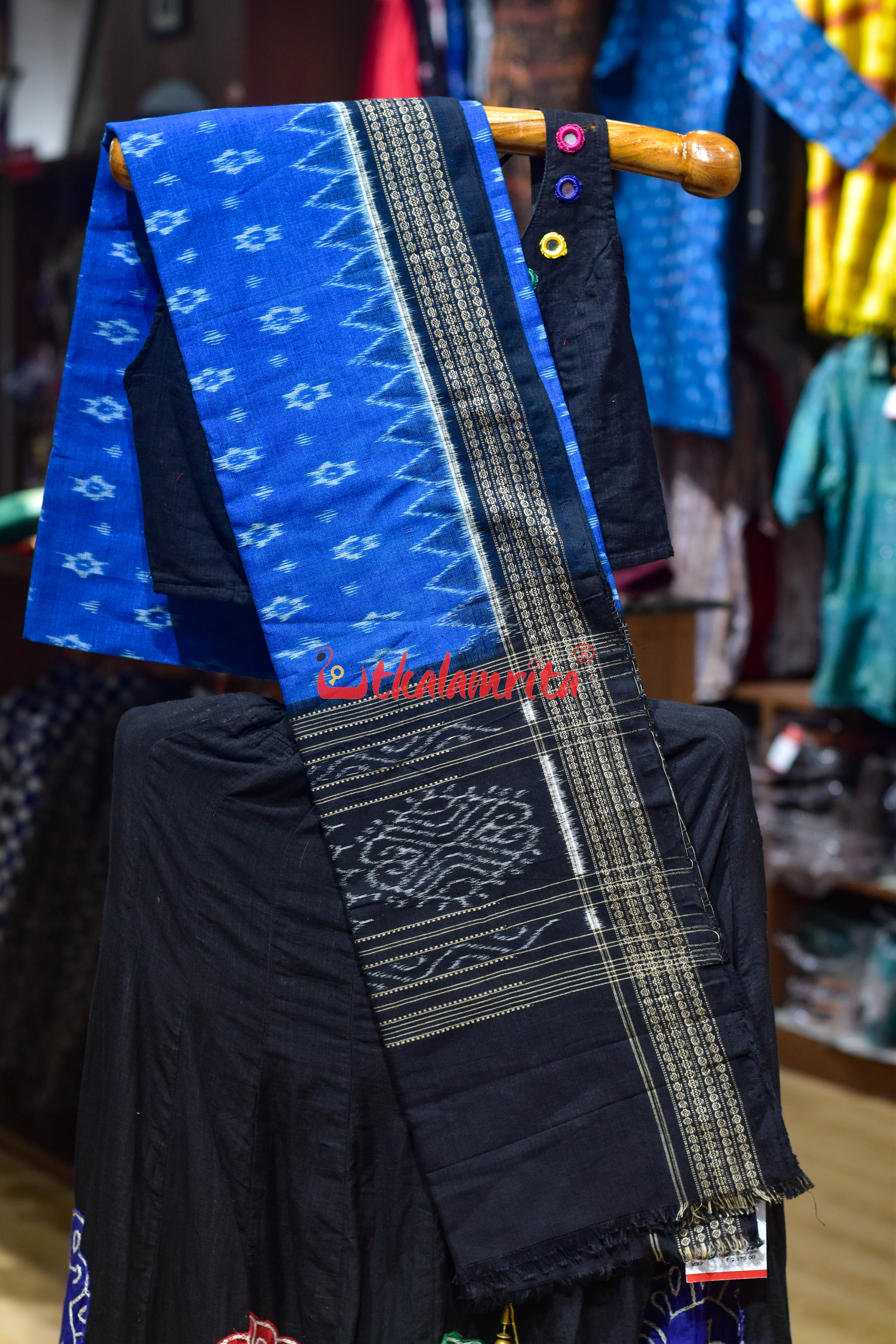 Light Blue with Black Body Bandha Cotton (Dupatta)