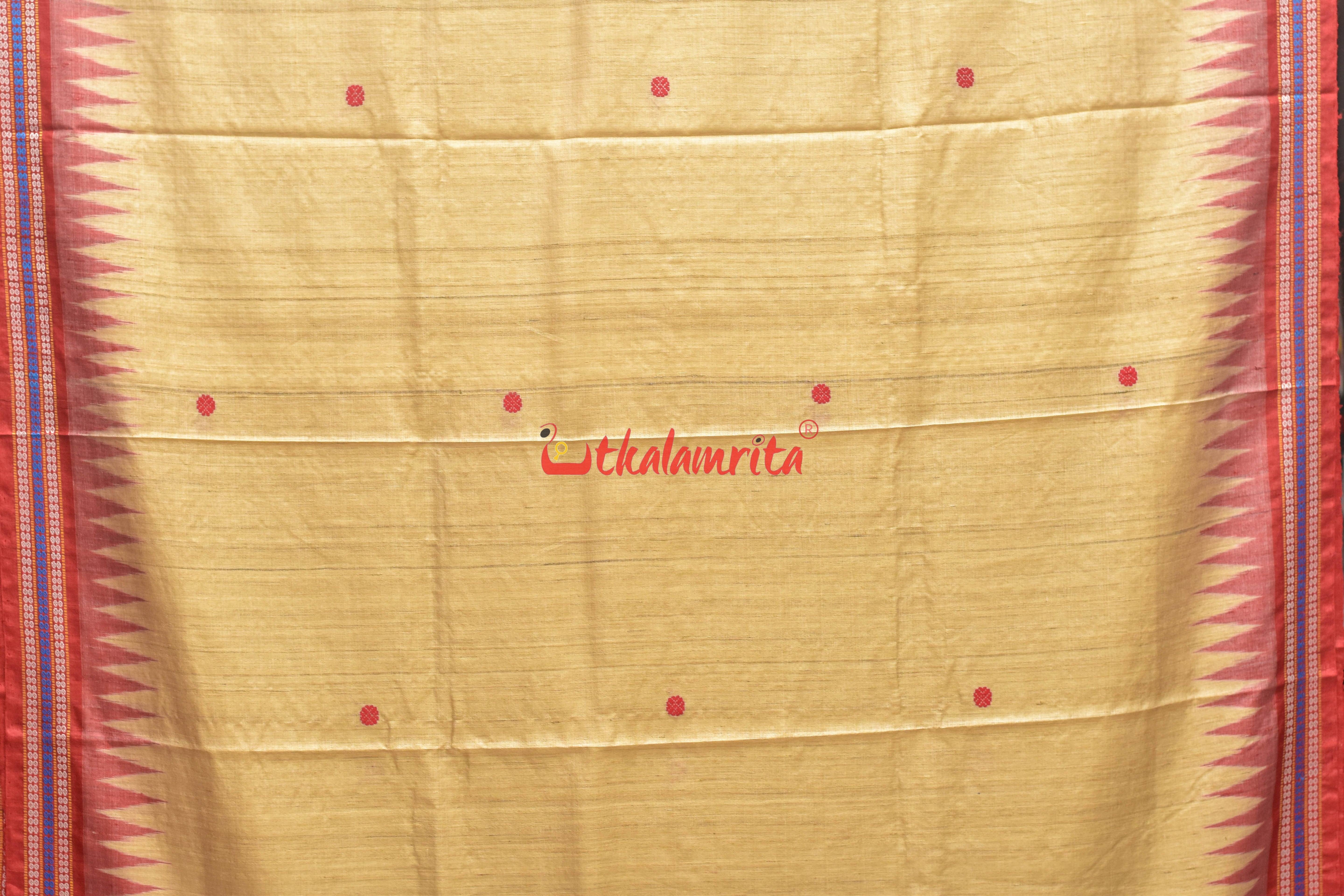 Natural Red Rudraksha Border Jaala Anchal Tussar Saree