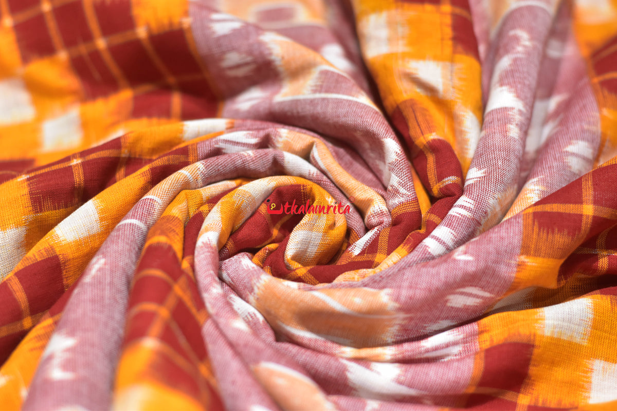 yellow peach tribal pasapali cotton fabric