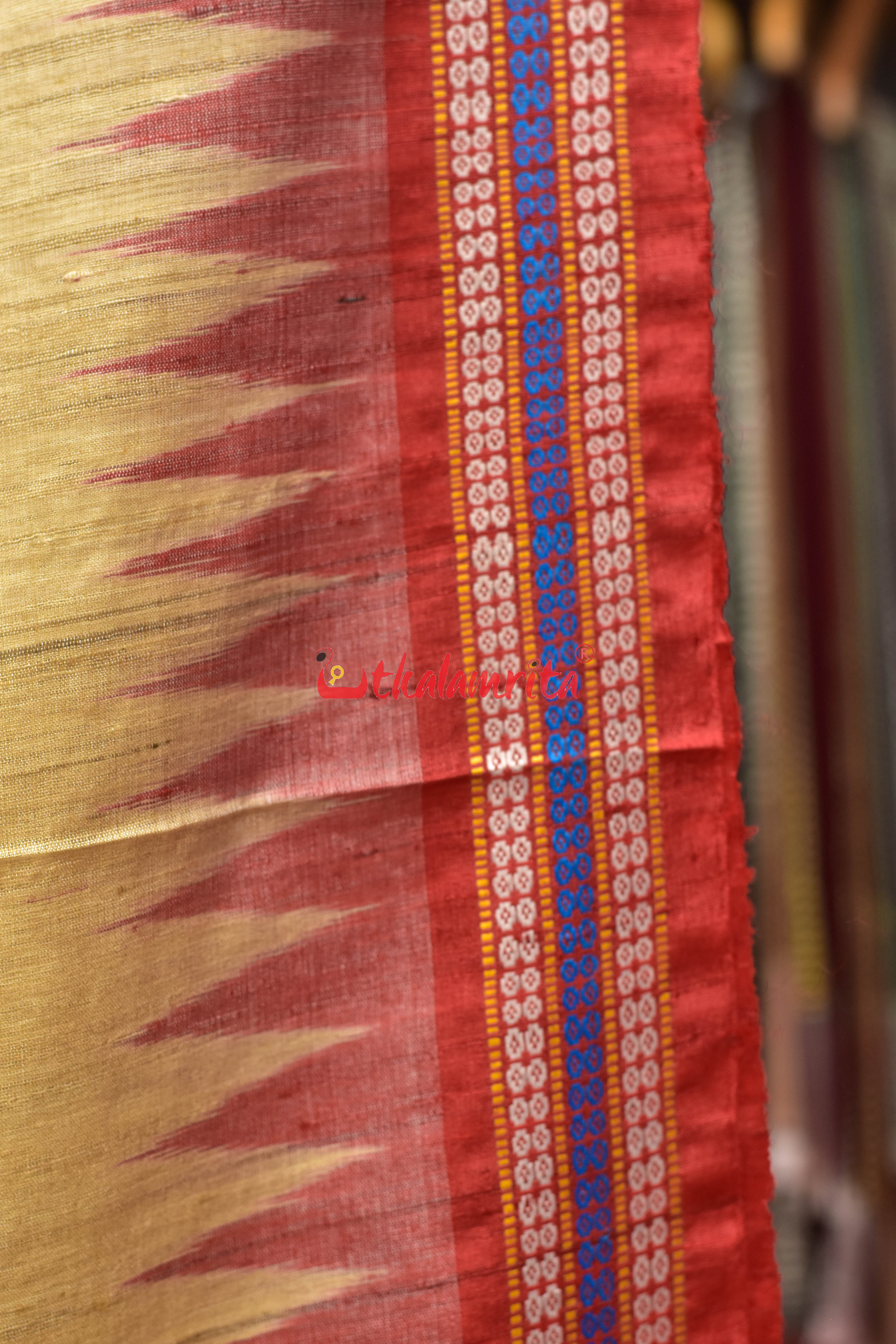 Natural Red Rudraksha Border Jaala Anchal Tussar Saree