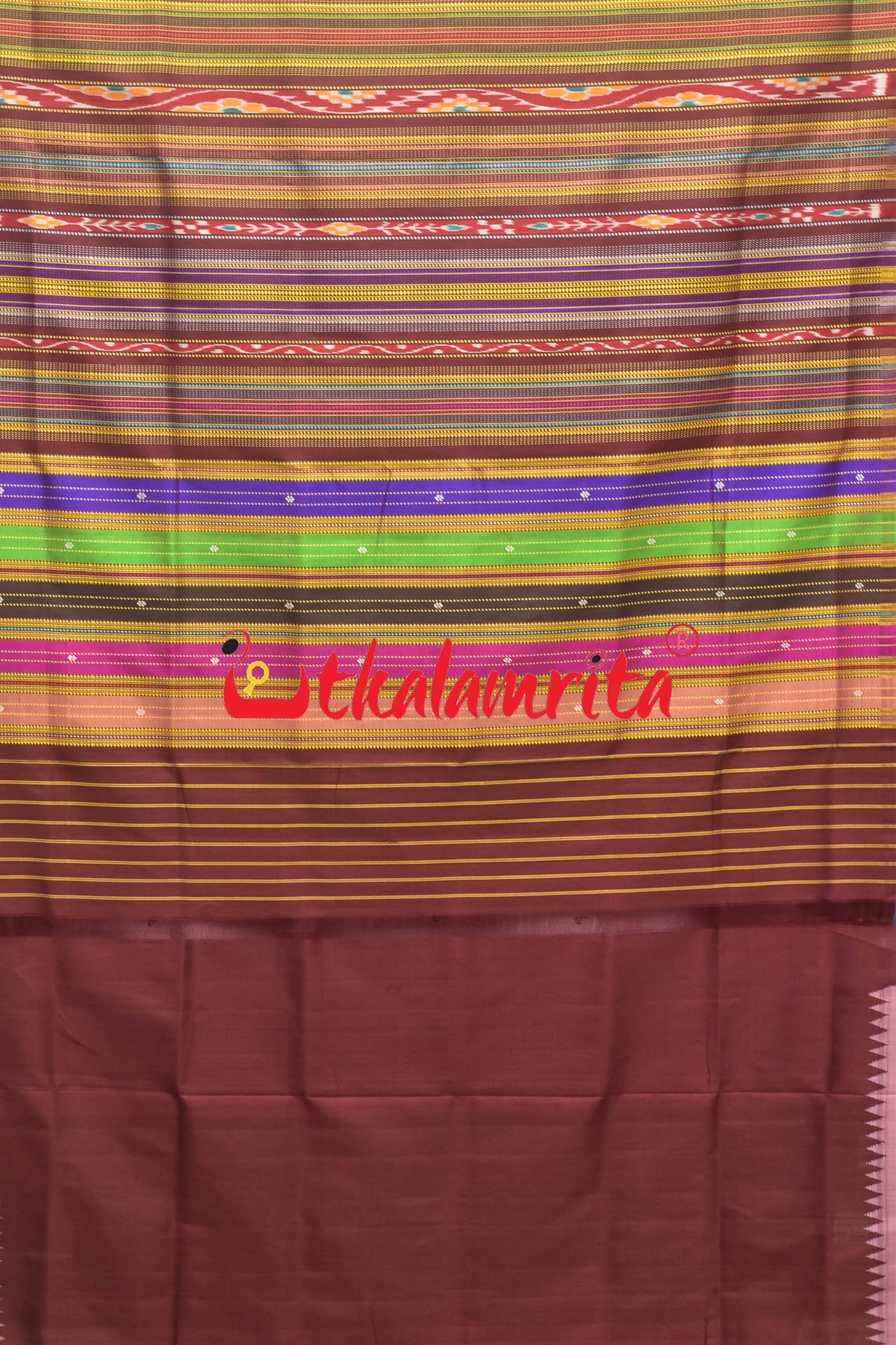 Light Rose Berhampuri Double Anchal Silk Saree