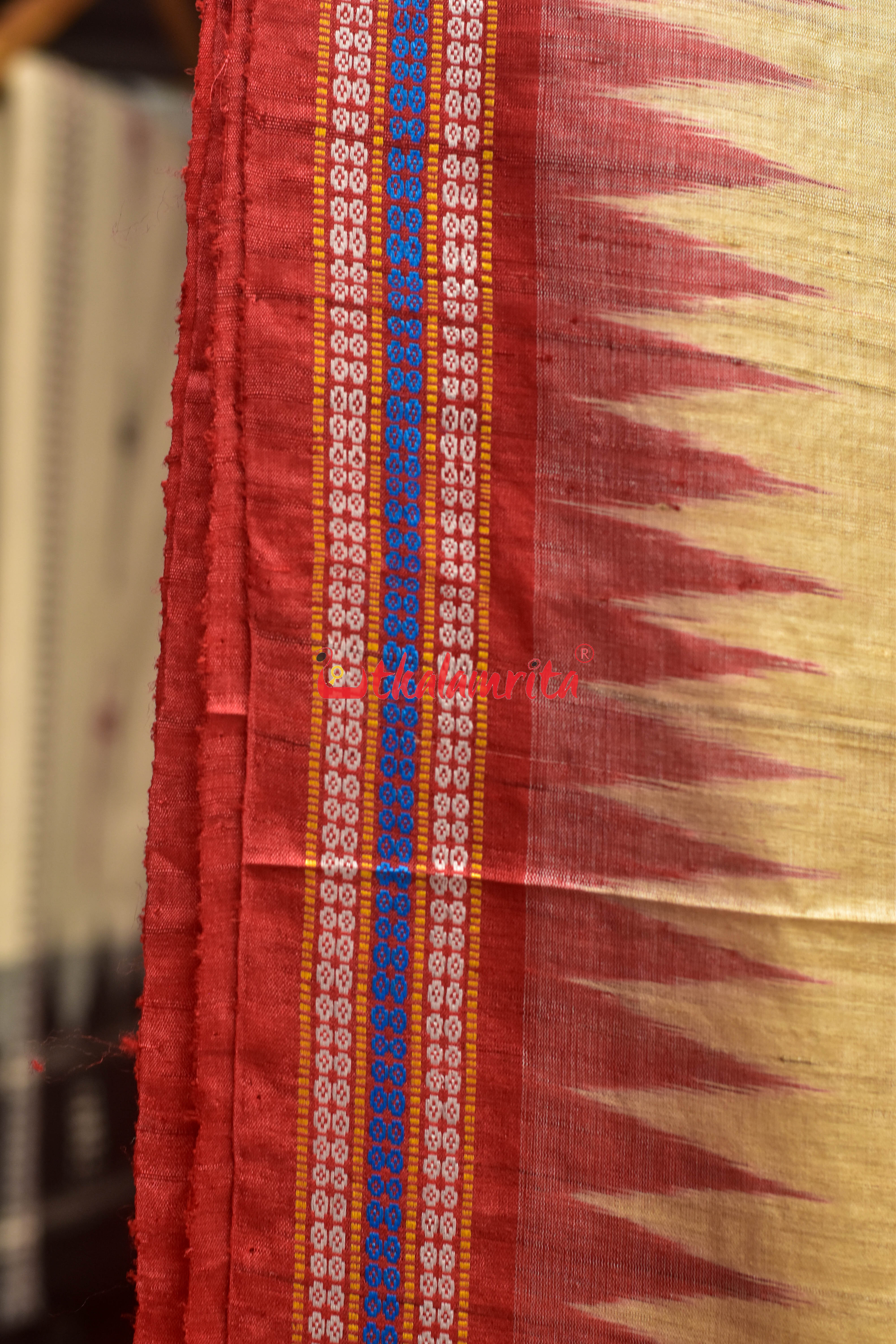Natural Red Rudraksha Border Jaala Anchal Tussar Saree