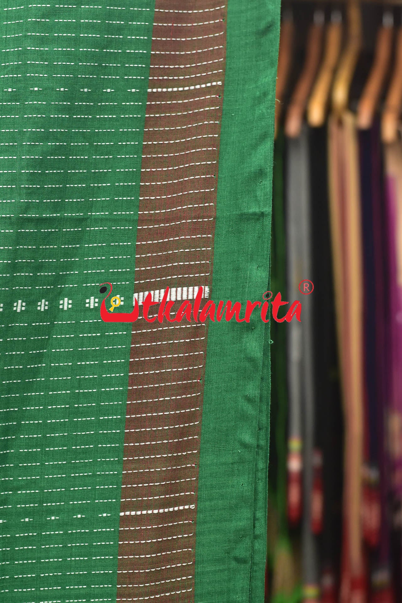 Green Dhalapathar Konark Chakra Cotton Saree