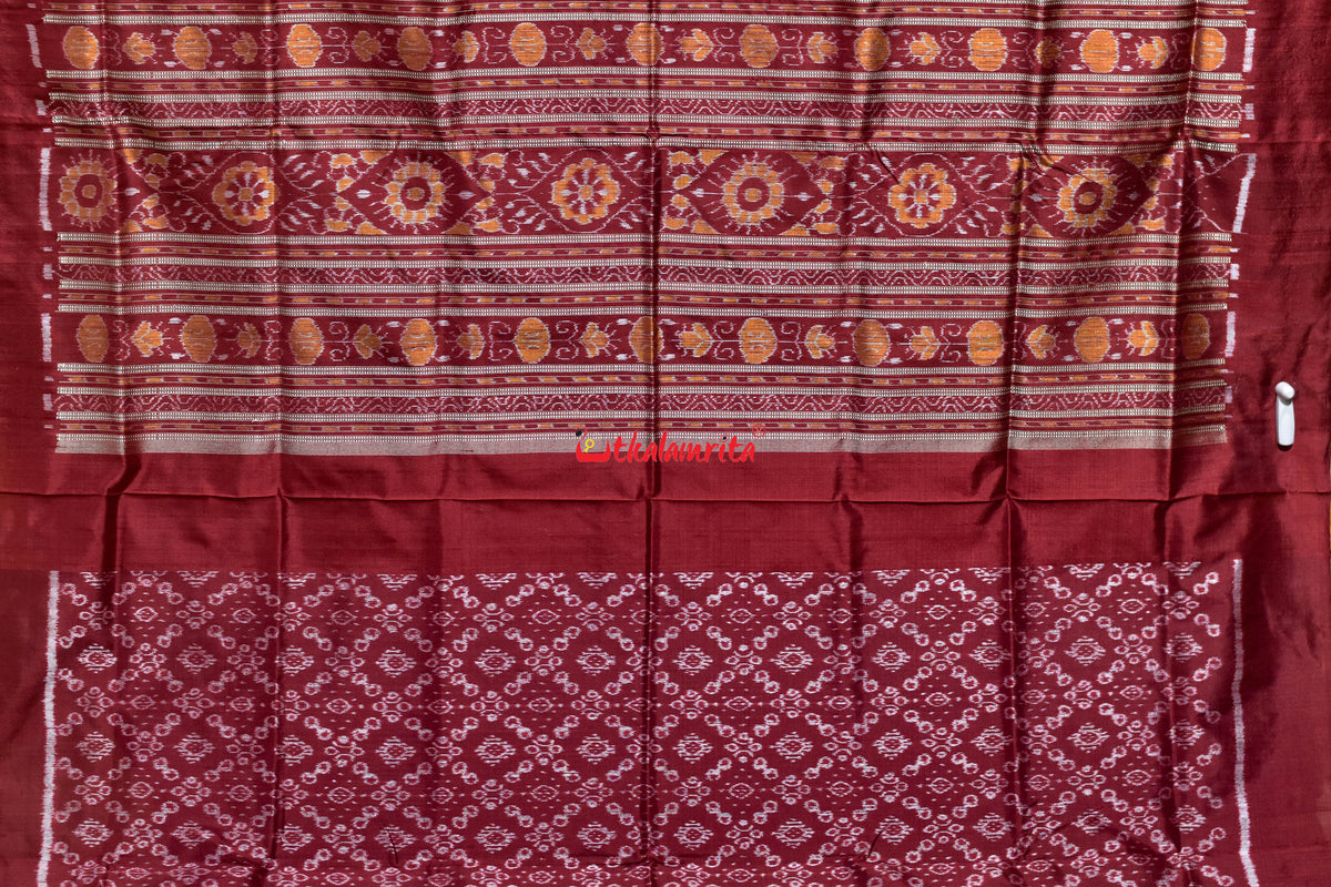 Dhadi Tribal Maroon Sambalpuri Silk Saree