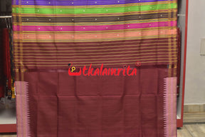 Light Rose Berhampuri Double Anchal Silk Saree