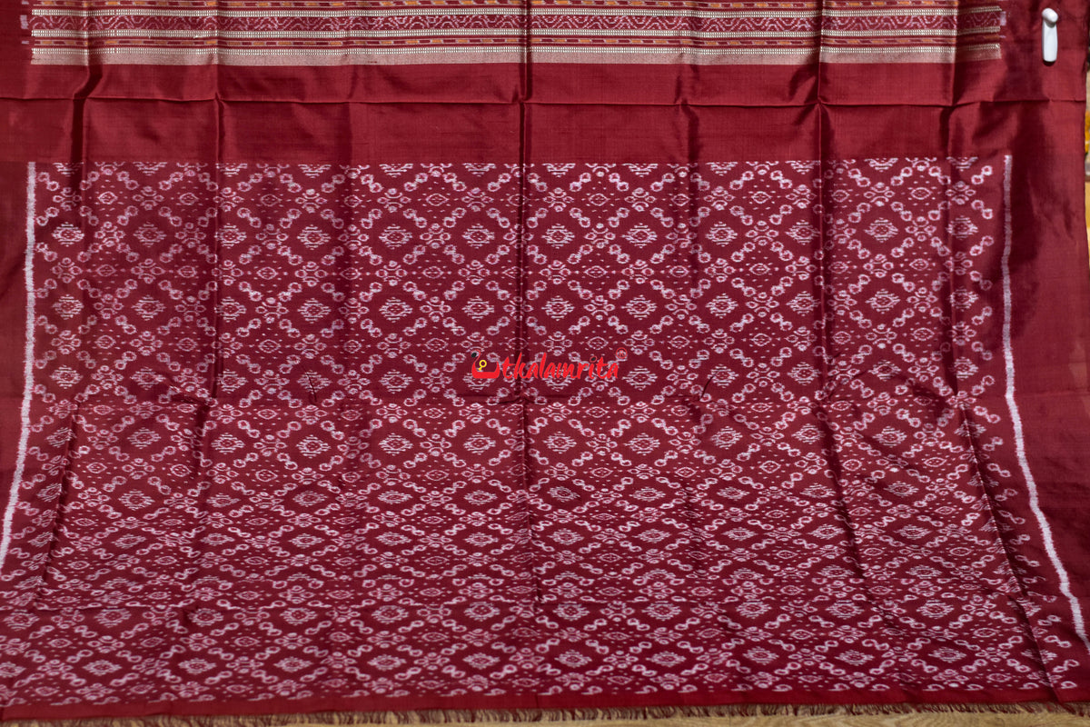 Dhadi Tribal Maroon Sambalpuri Silk Saree