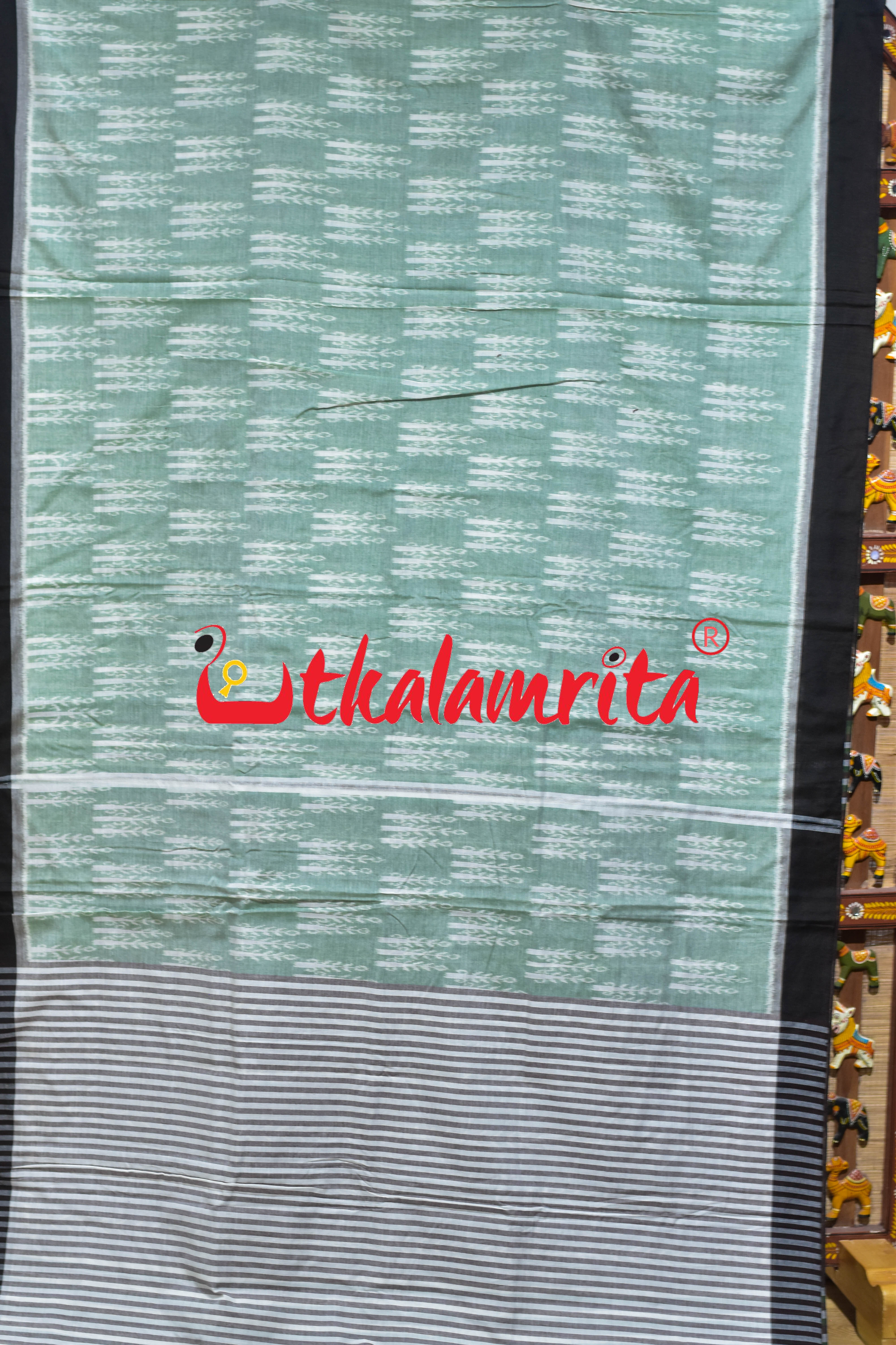 Mint Green Makka Chaonra Khandua Cotton Saree