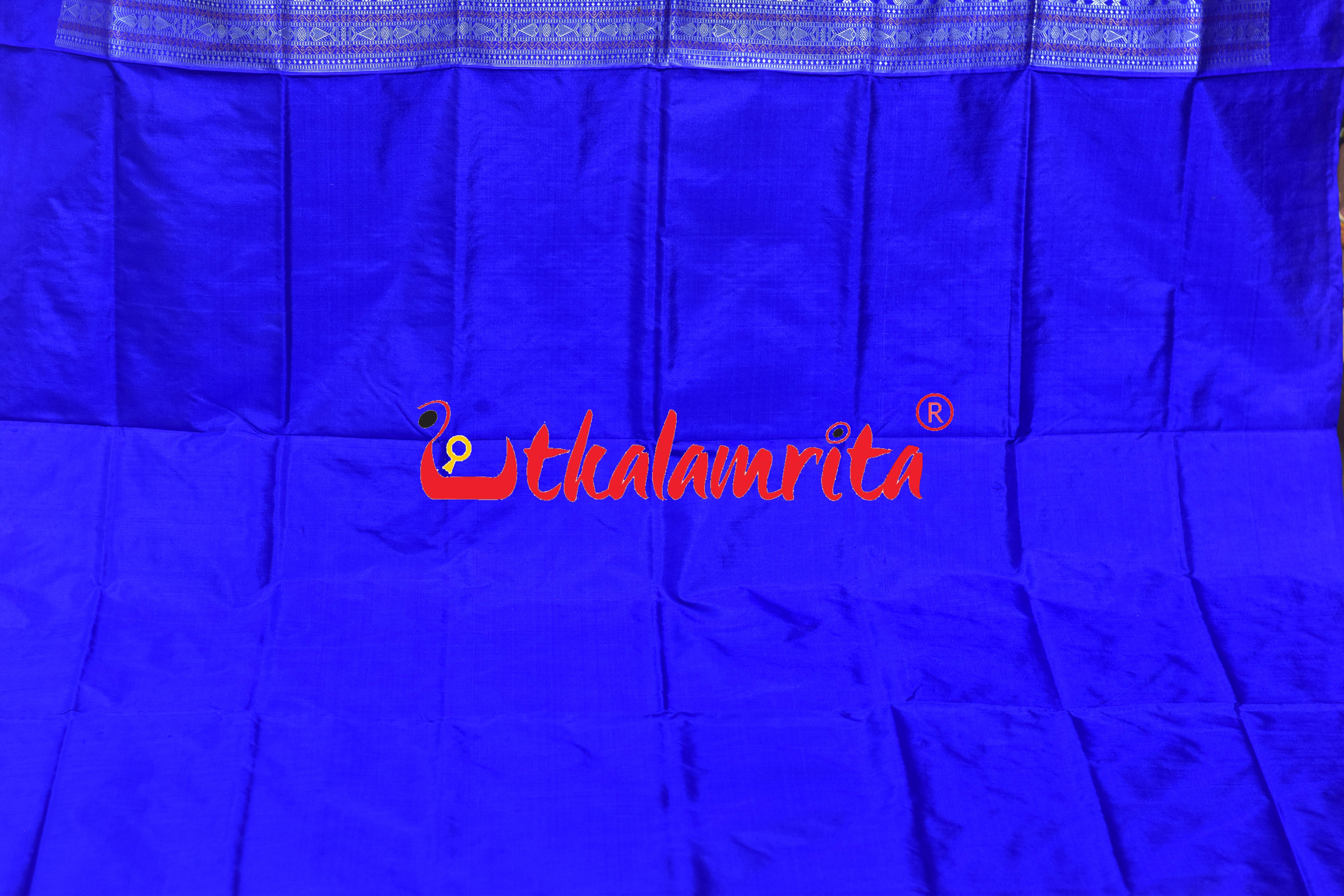 Neon Green Kalasa Blue Bomkai Silk Saree