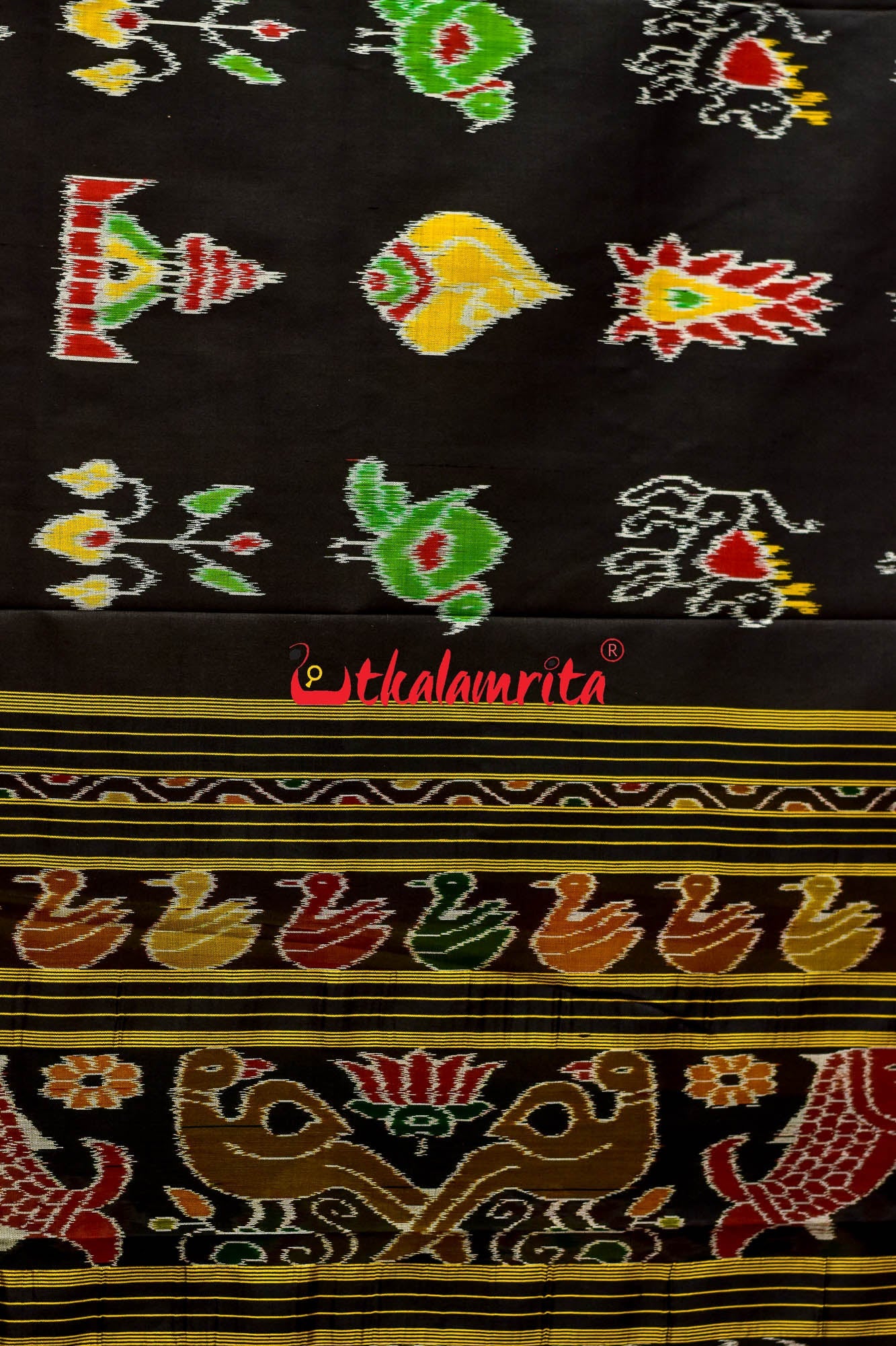 Patta Dhadi Black Nabarangi Silk Saree