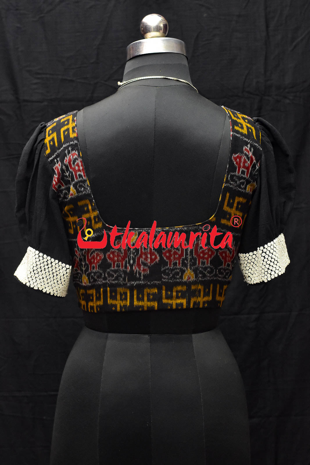 Swastik Deer Bandha Black Designer (Blouse)