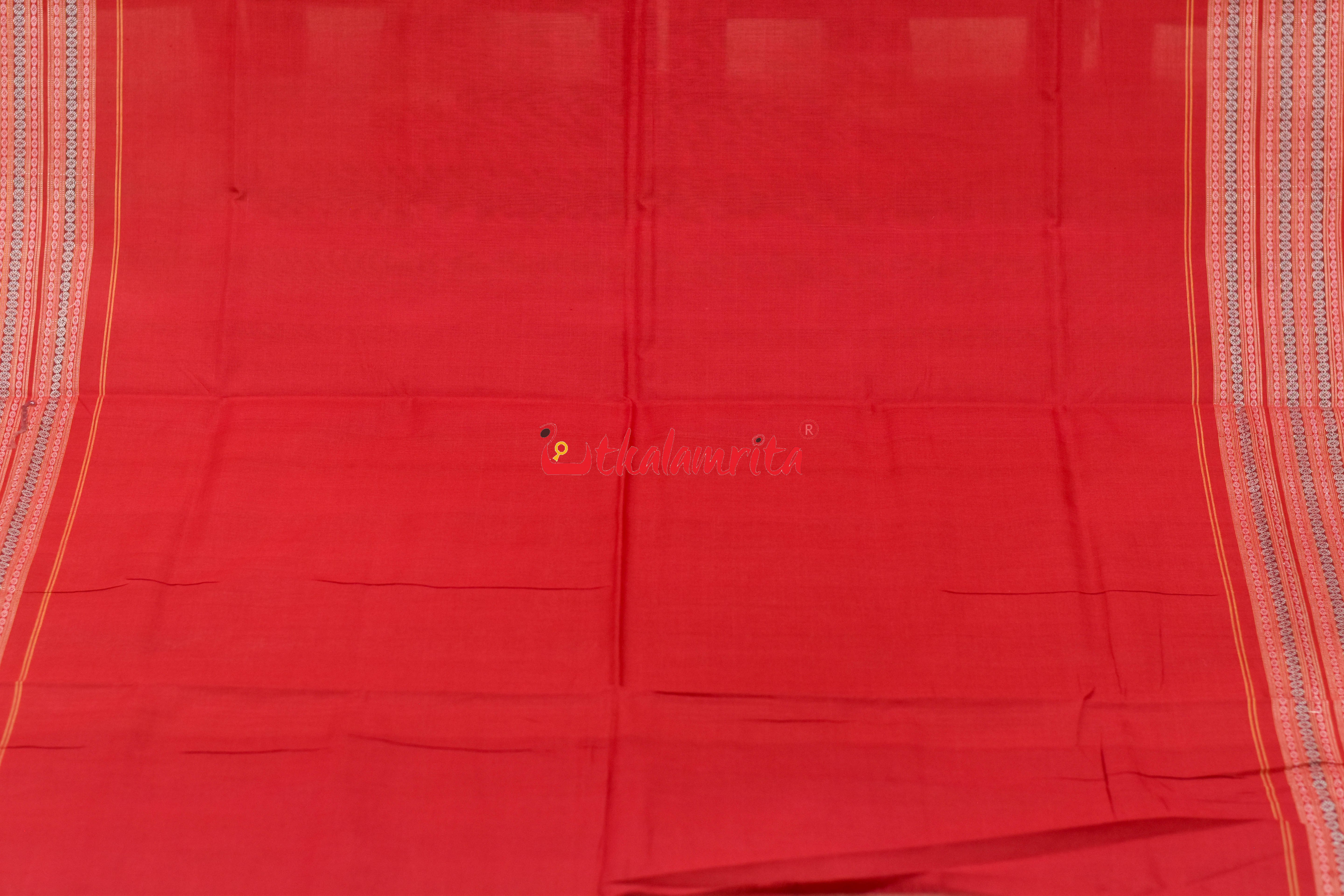Blue Jungel Wide Border Sambalpuri Cotton Saree
