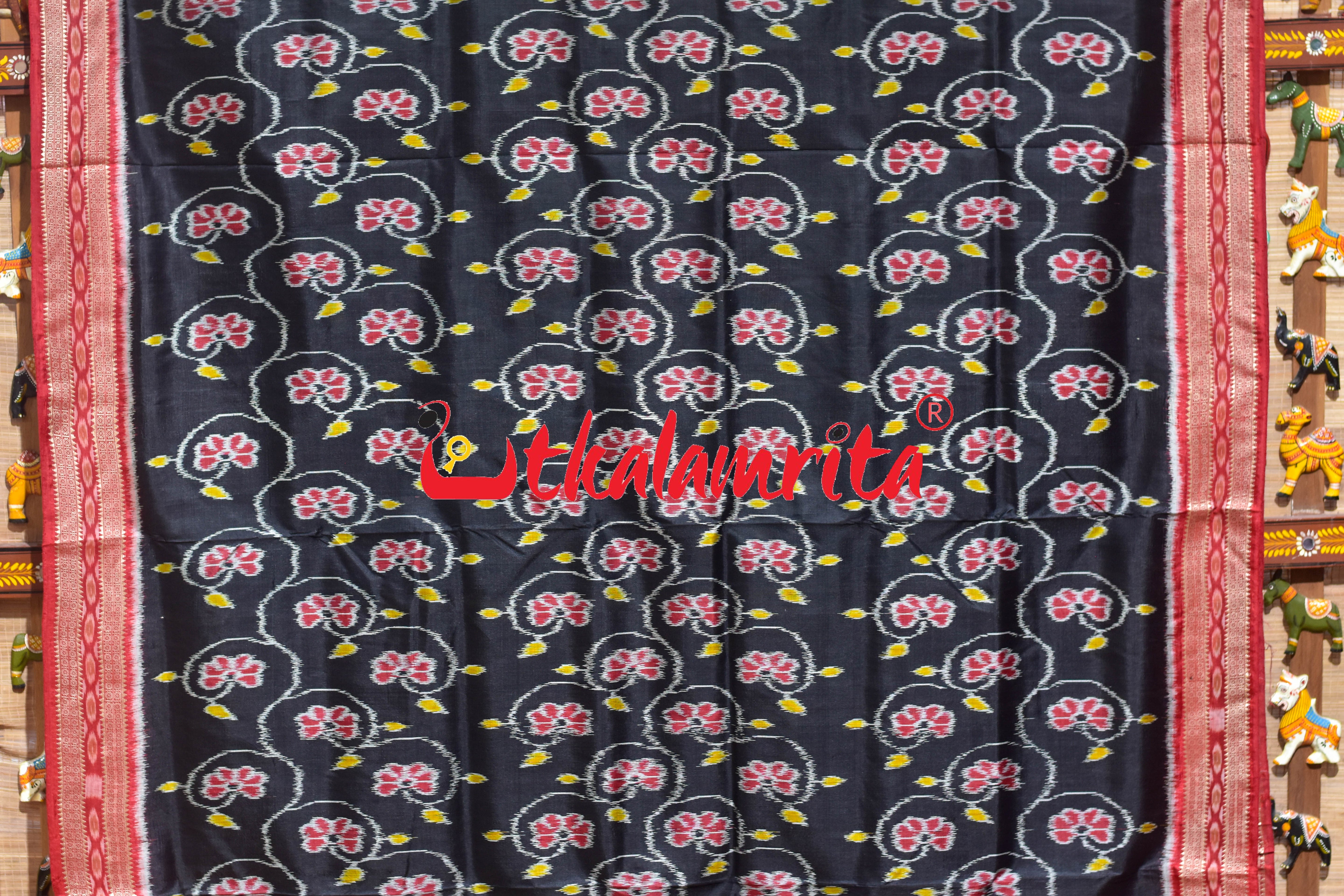 Black Body Lata Phula Khandua Silk Saree