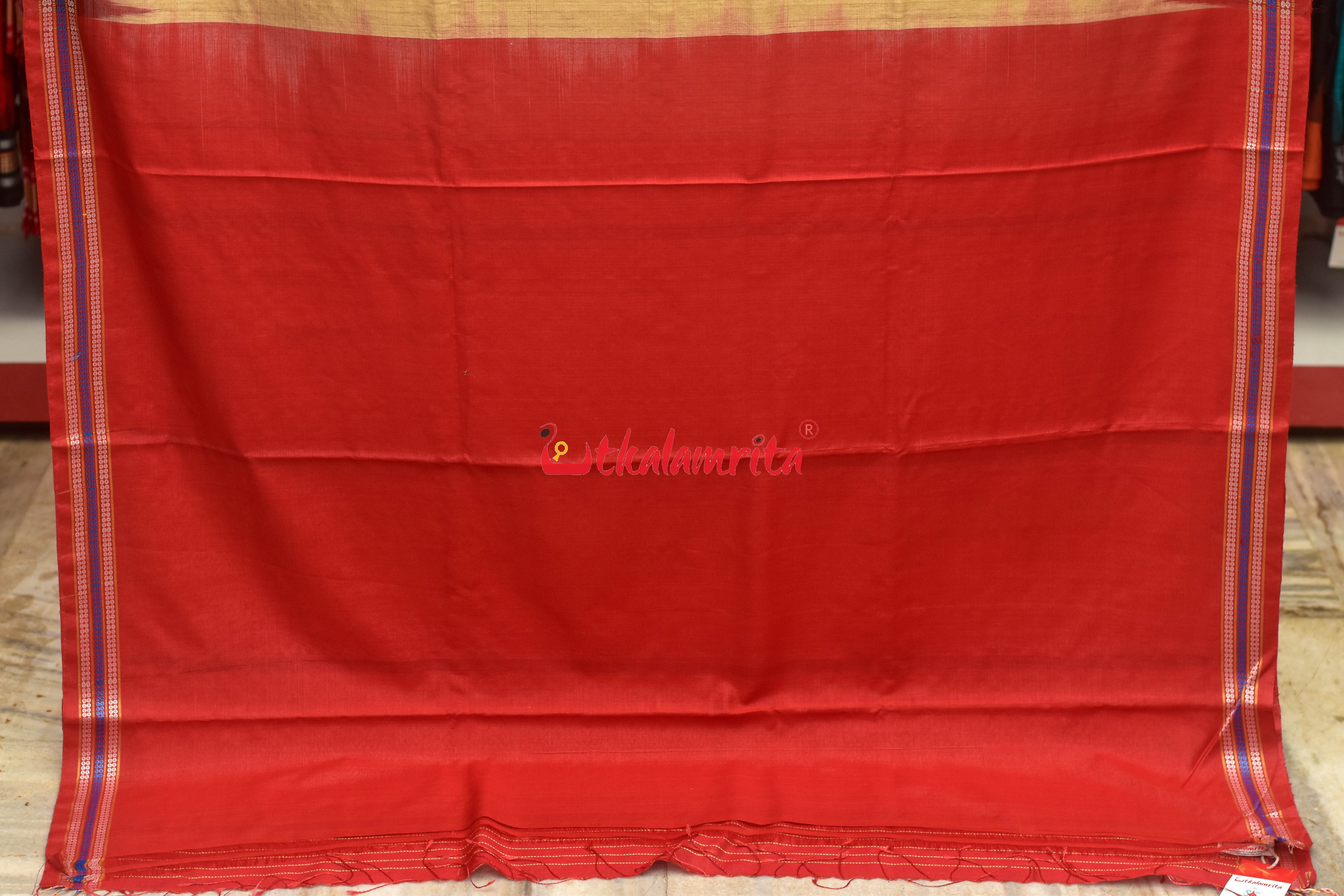 Natural Red Rudraksha Border Jaala Anchal Tussar Saree